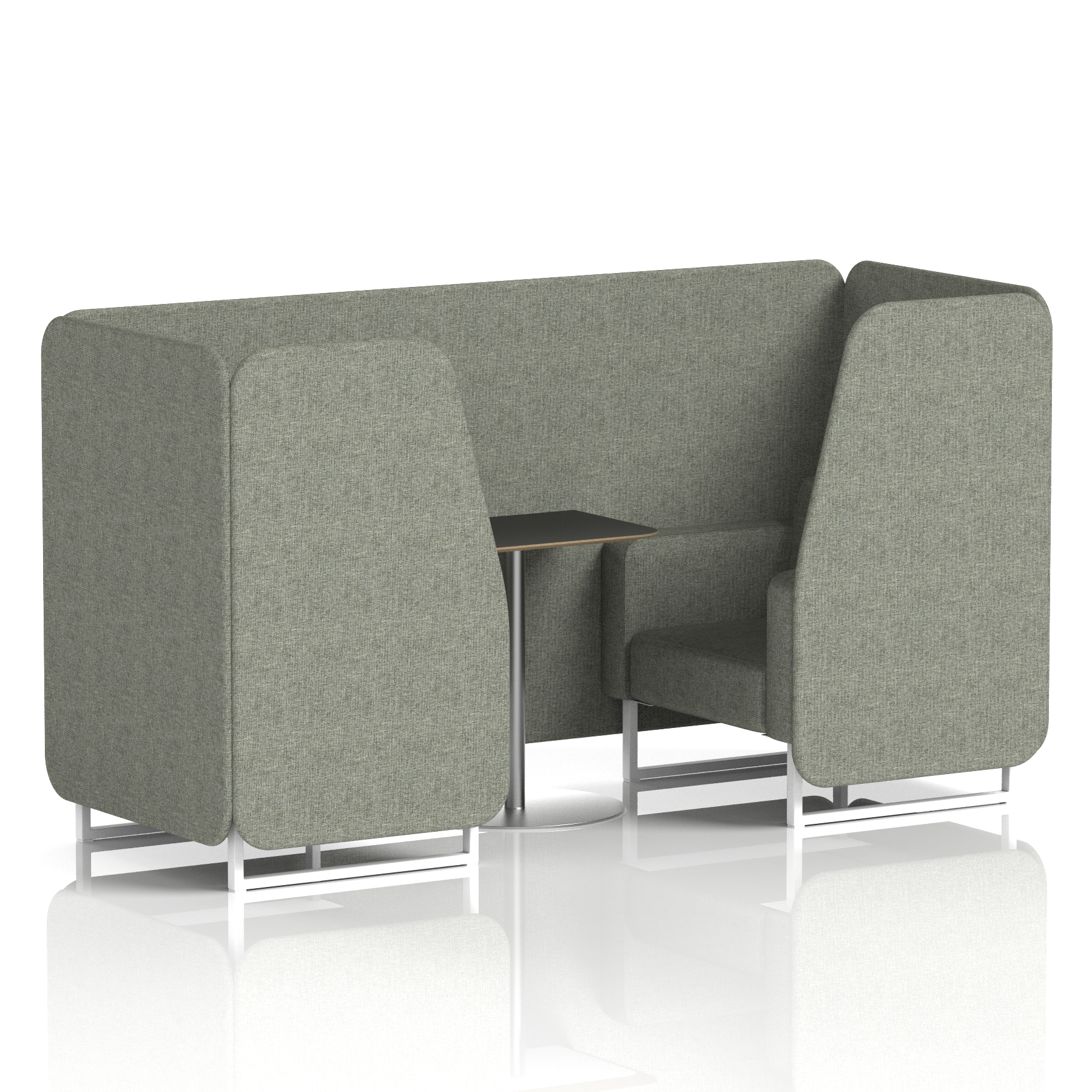 Brixworth Booth With White Legs And Black Table In Single Tone 6 Seater Charcoal Panels And Sofa Band 1 - Rivet