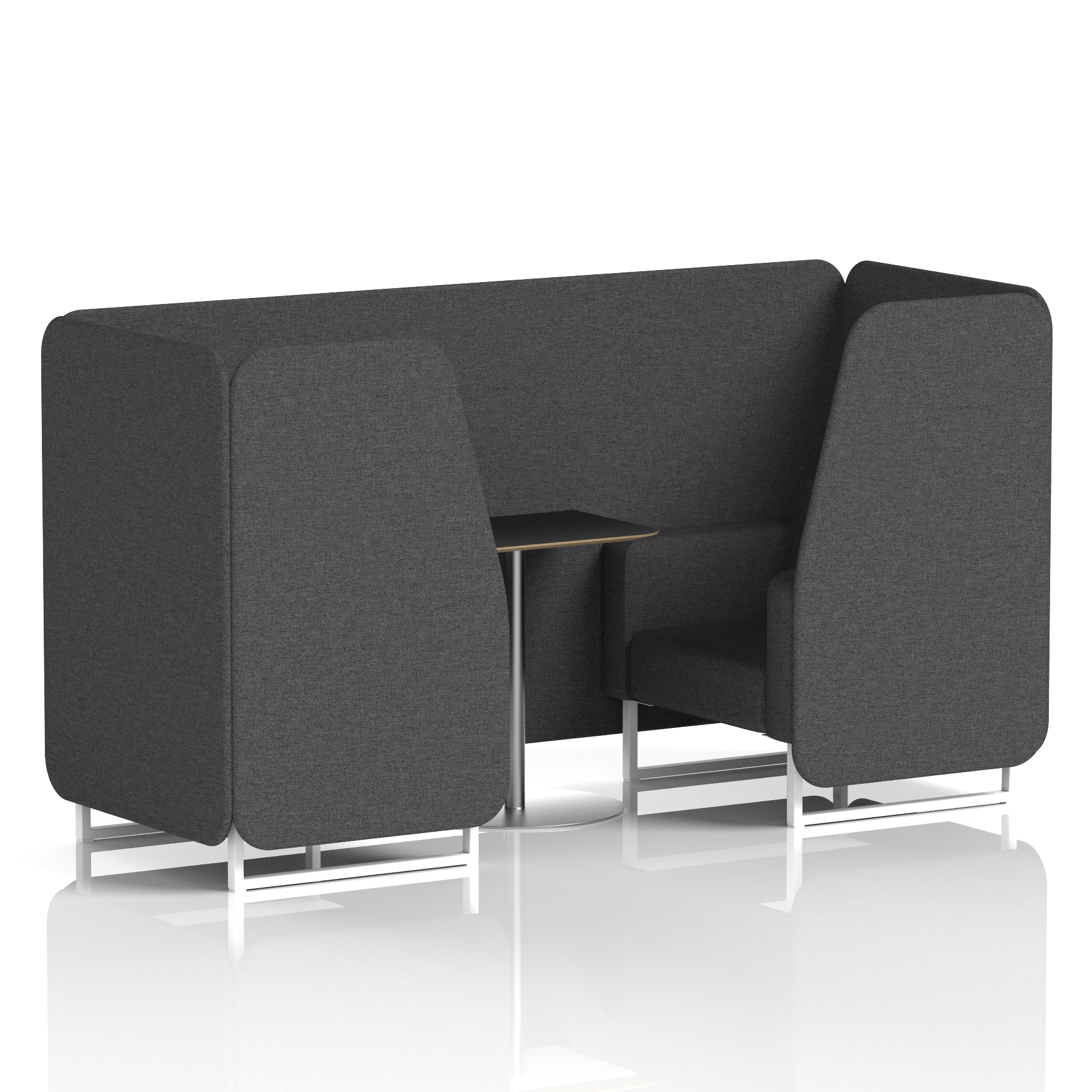 Brixworth Booth With White Legs And Black Table In Single Tone 2 Seater Crucible Panels And Sofa Band 1 - Rivet