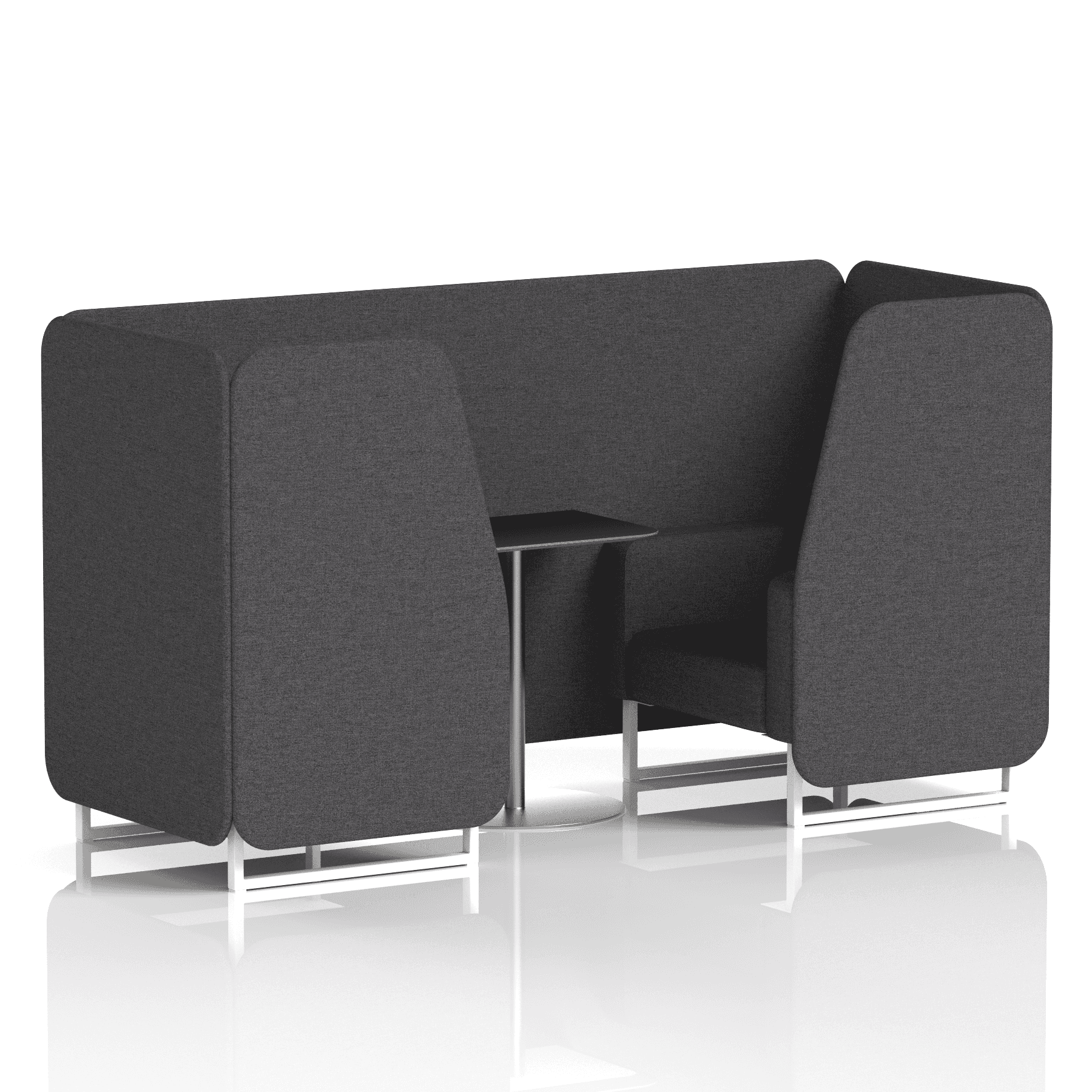 Brixworth Booth With White Legs And Black Table In Single Tone 2 Seater Crucible Panels And Sofa Band 1 - Rivet