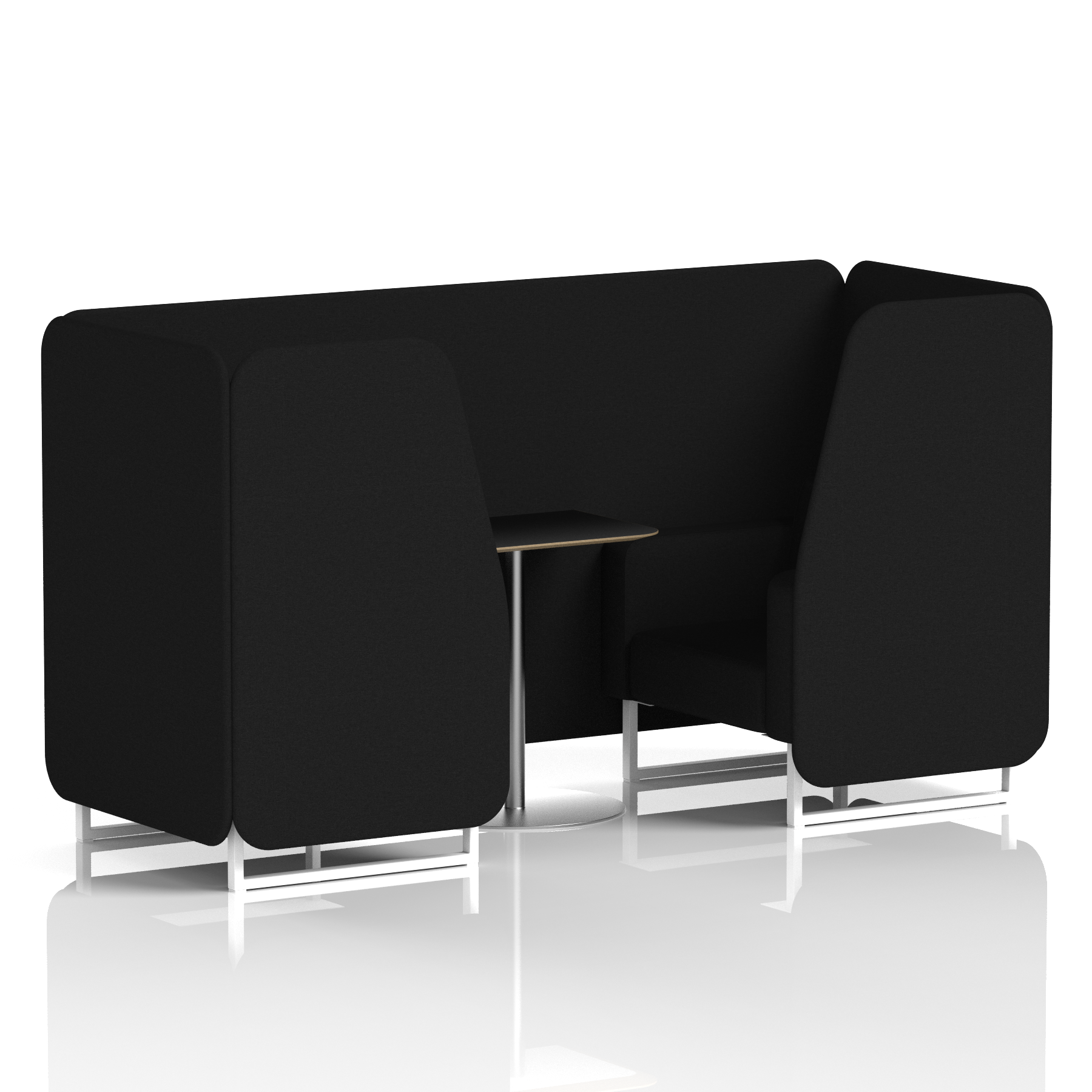 Brixworth Booth With White Legs And Black Table In Single Tone 6 Seater Crucible Panels And Sofa Band 1 - Rivet