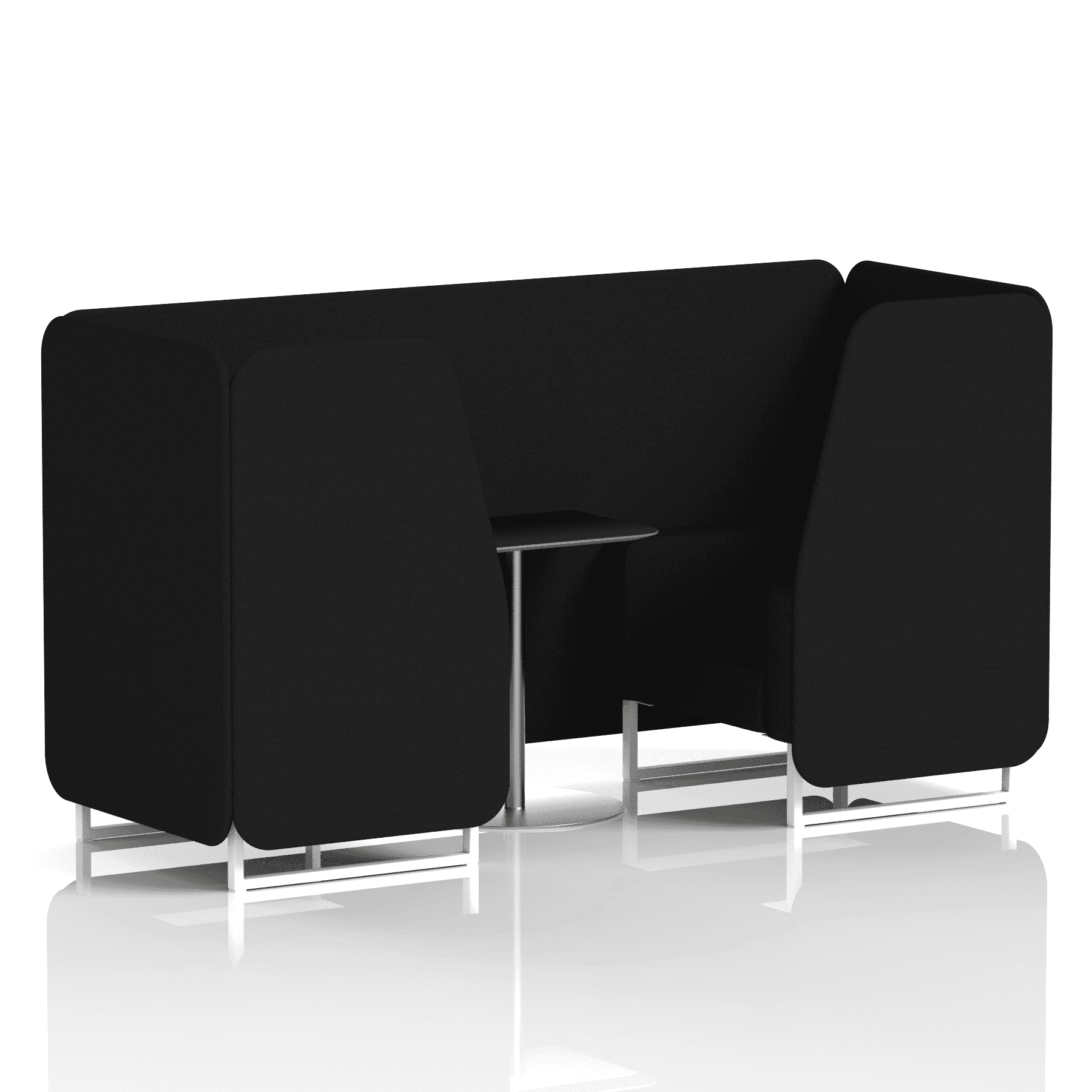 Brixworth Booth With White Legs And Black Table In Single Tone 6 Seater Crucible Panels And Sofa Band 1 - Rivet