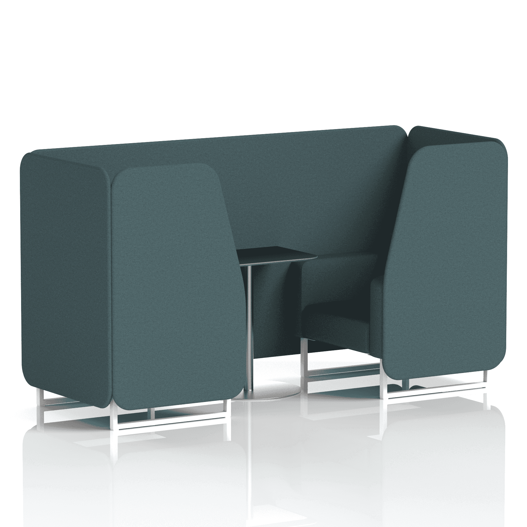 Brixworth Booth With White Legs And Black Table In Single Tone 4 Seater Olive Panels And Sofa Band 1 - Rivet
