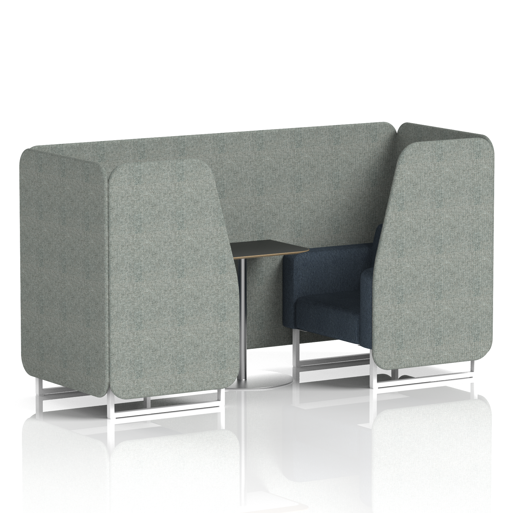 Brixworth Booth With White Legs And Black Table In Two Tone 4 Seater Charcoal Panels And Vitreous Sofa Band 1 - Rivet