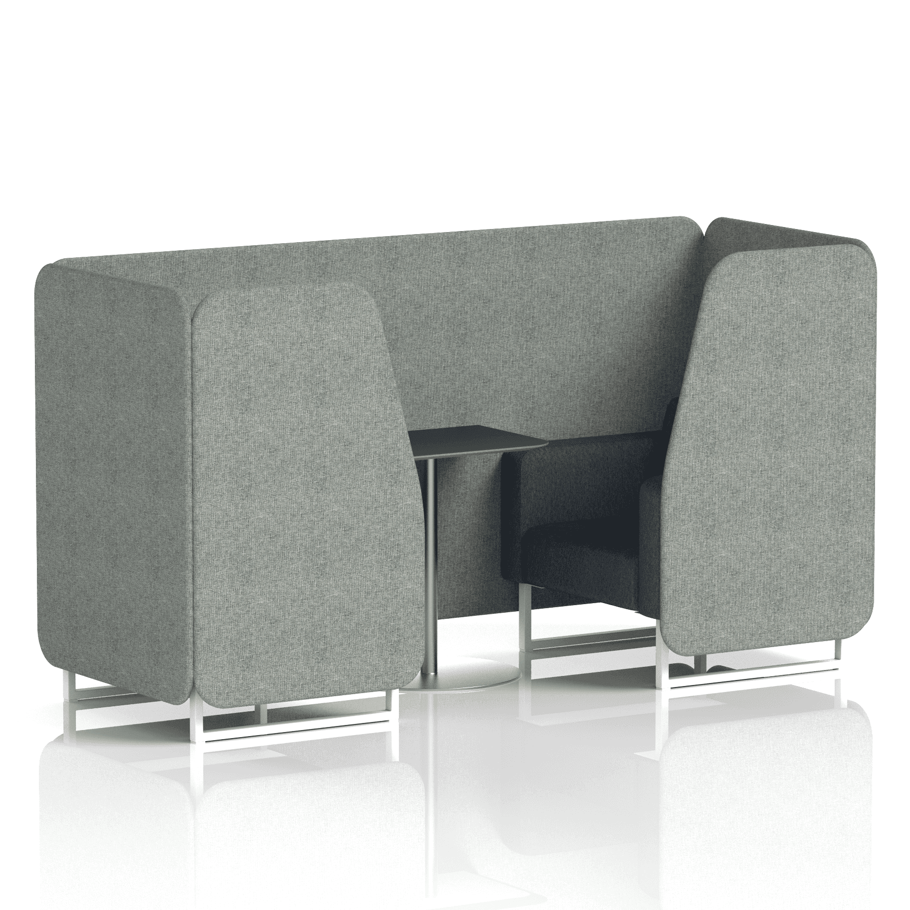 Brixworth Booth With White Legs And Black Table In Two Tone 4 Seater Charcoal Panels And Vitreous Sofa Band 1 - Rivet