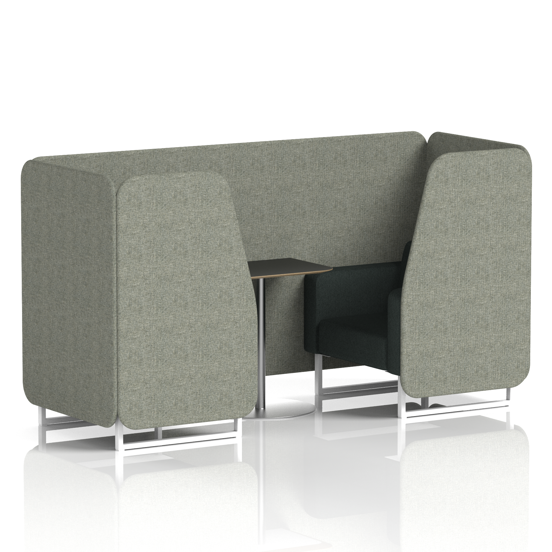 Brixworth Booth With White Legs And Black Table In Two Tone 6 Seater Charcoal Panels And Vitreous Sofa Band 1 - Rivet