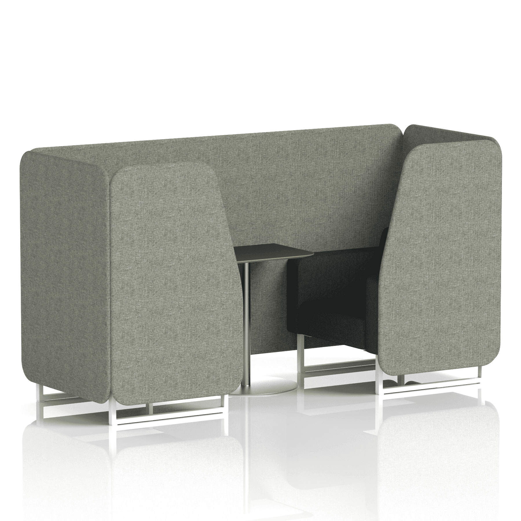 Brixworth Booth With White Legs And Black Table In Two Tone 6 Seater Charcoal Panels And Vitreous Sofa Band 1 - Rivet
