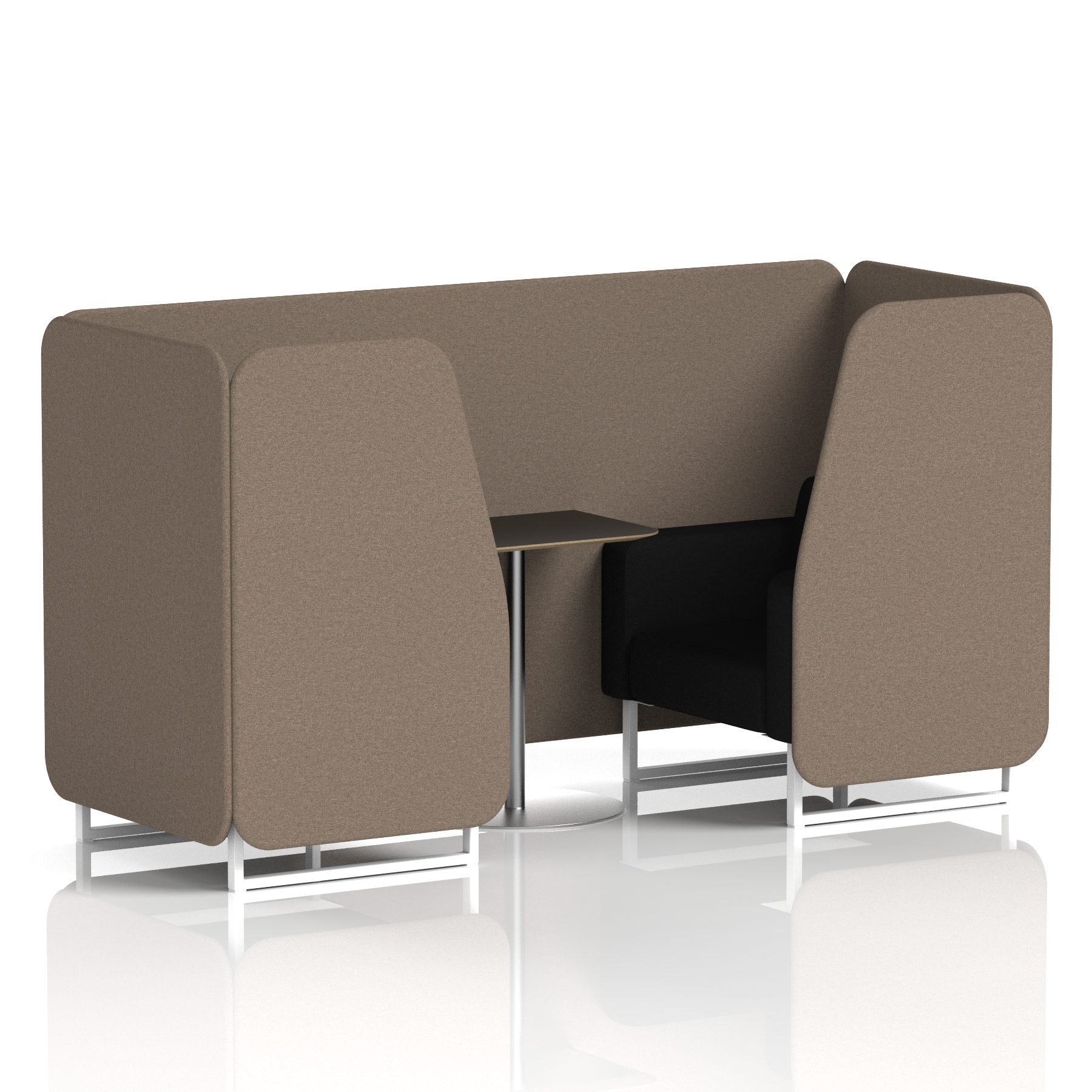 Brixworth Booth With White Legs And Black Table In Two Tone 6 Seater Olive Panels And Burnish Sofa Band 1 - Rivet