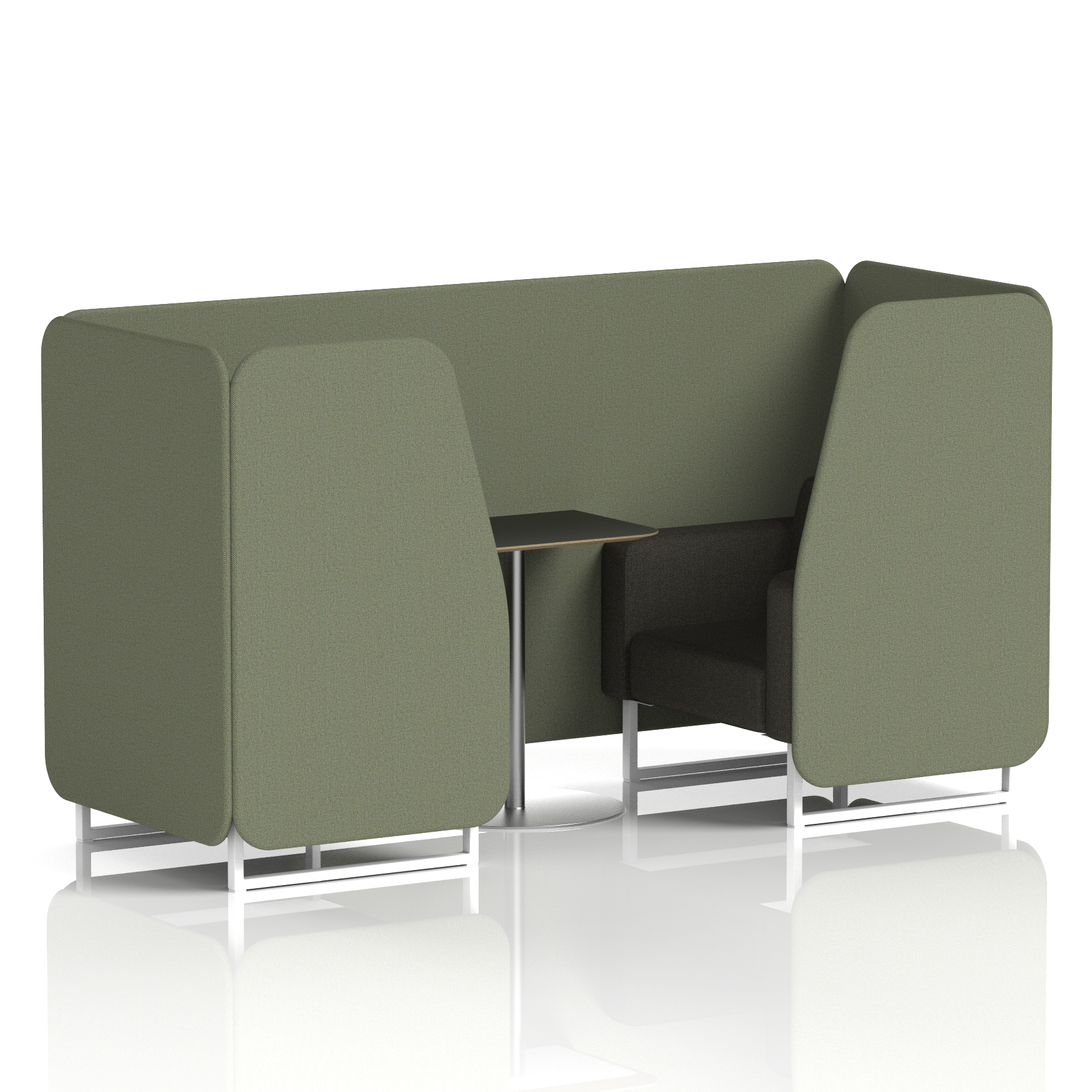 Brixworth Booth With White Legs And Black Table In Two Tone 4 Seater Prime Panels And Crucible Sofa Band 1 - Rivet