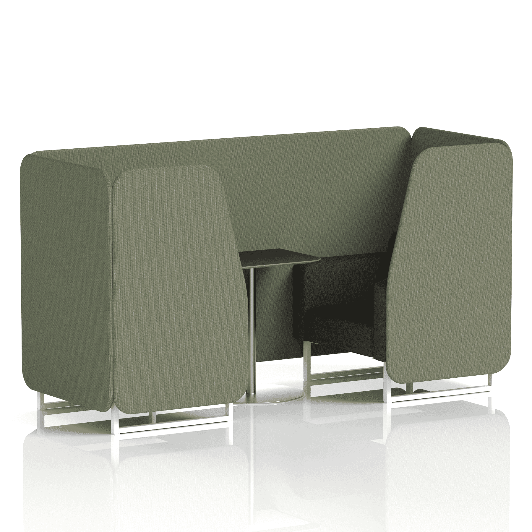 Brixworth Booth With White Legs And Black Table In Two Tone 4 Seater Prime Panels And Crucible Sofa Band 1 - Rivet