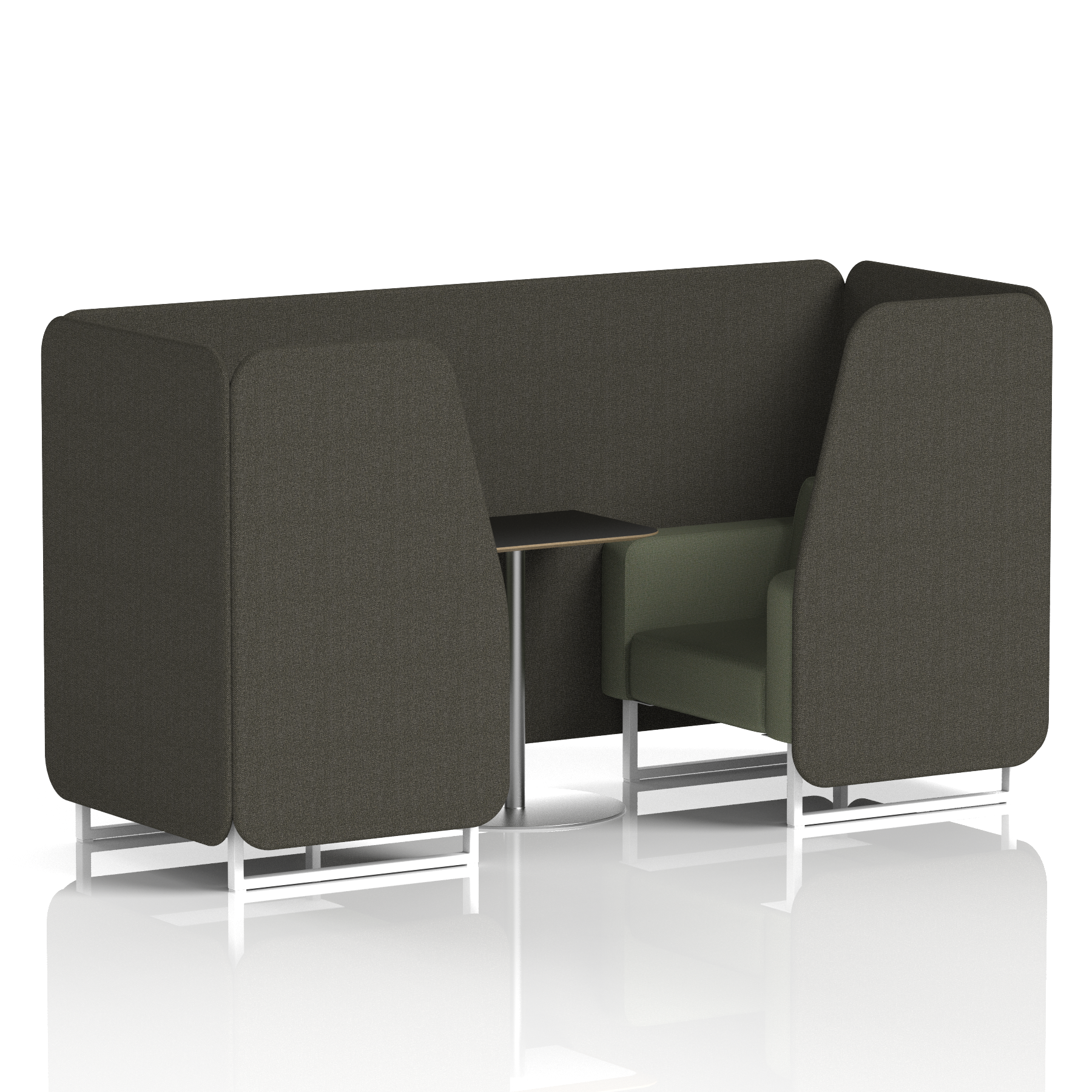 Brixworth Booth With White Legs And Black Table In Two Tone 2 Seater Vitreous Panels And Charcoal Sofa Band 1 - Rivet