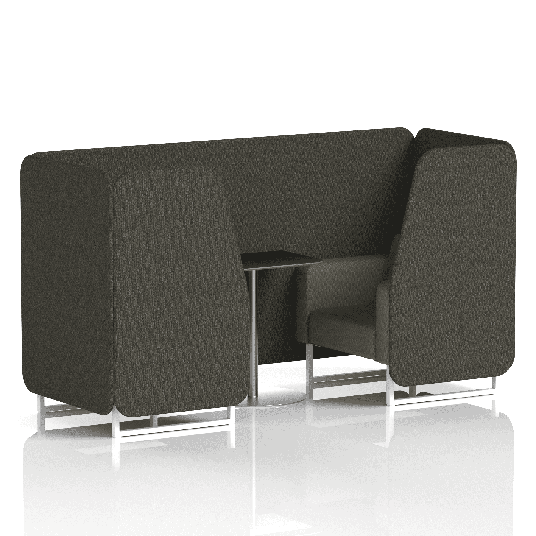 Brixworth Booth With White Legs And Black Table In Two Tone 2 Seater Vitreous Panels And Charcoal Sofa Band 1 - Rivet