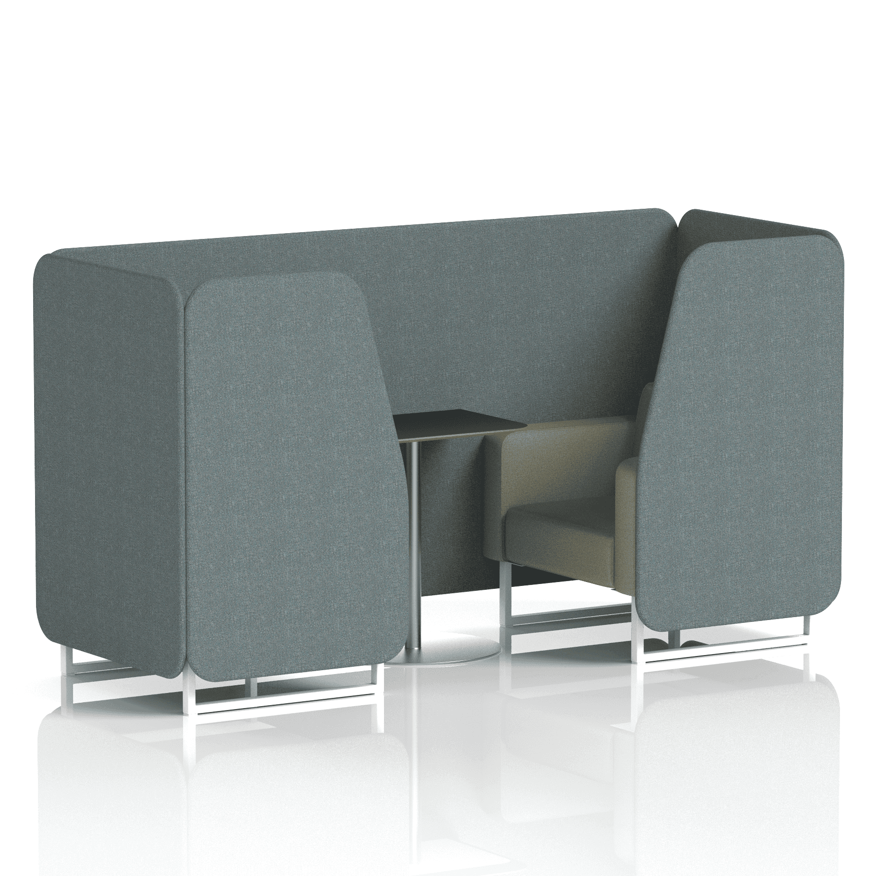 Brixworth Booth With White Legs And Black Table In Two Tone 6 Seater Vitreous Panels And Charcoal Sofa Band 1 - Rivet