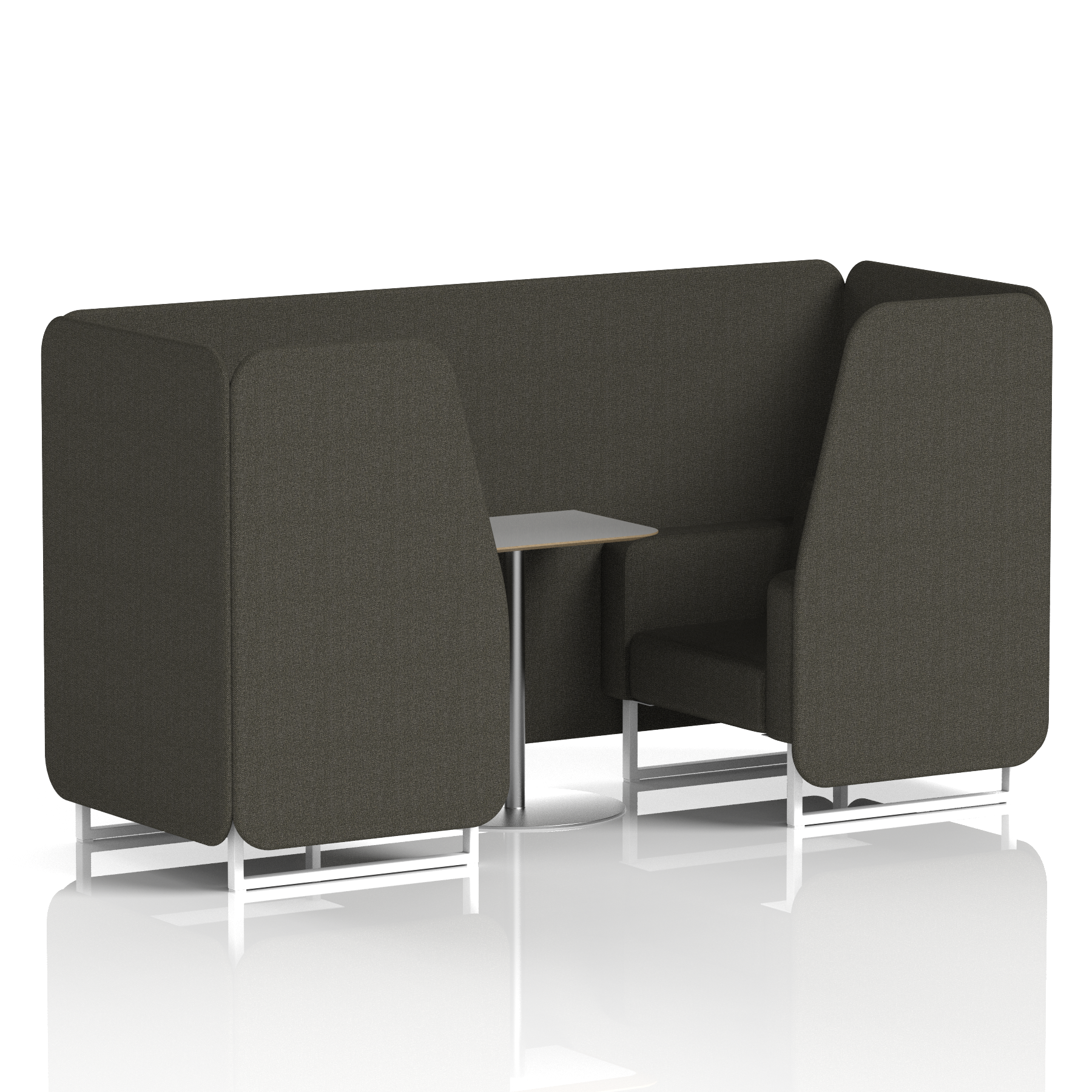 Brixworth Booth With White Legs And Grey Table In Single Tone 2 Seater Vitreous Panels And Sofa Band 1 - Rivet