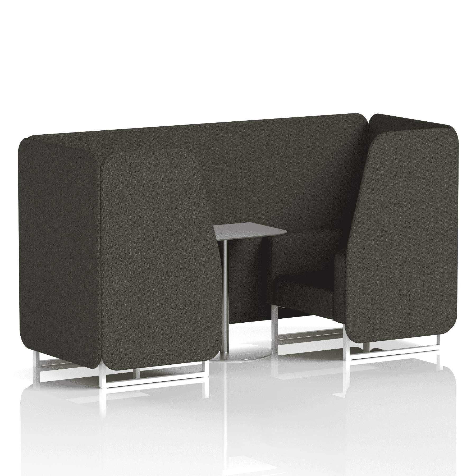 Brixworth Booth With White Legs And Grey Table In Single Tone 2 Seater Vitreous Panels And Sofa Band 1 - Rivet