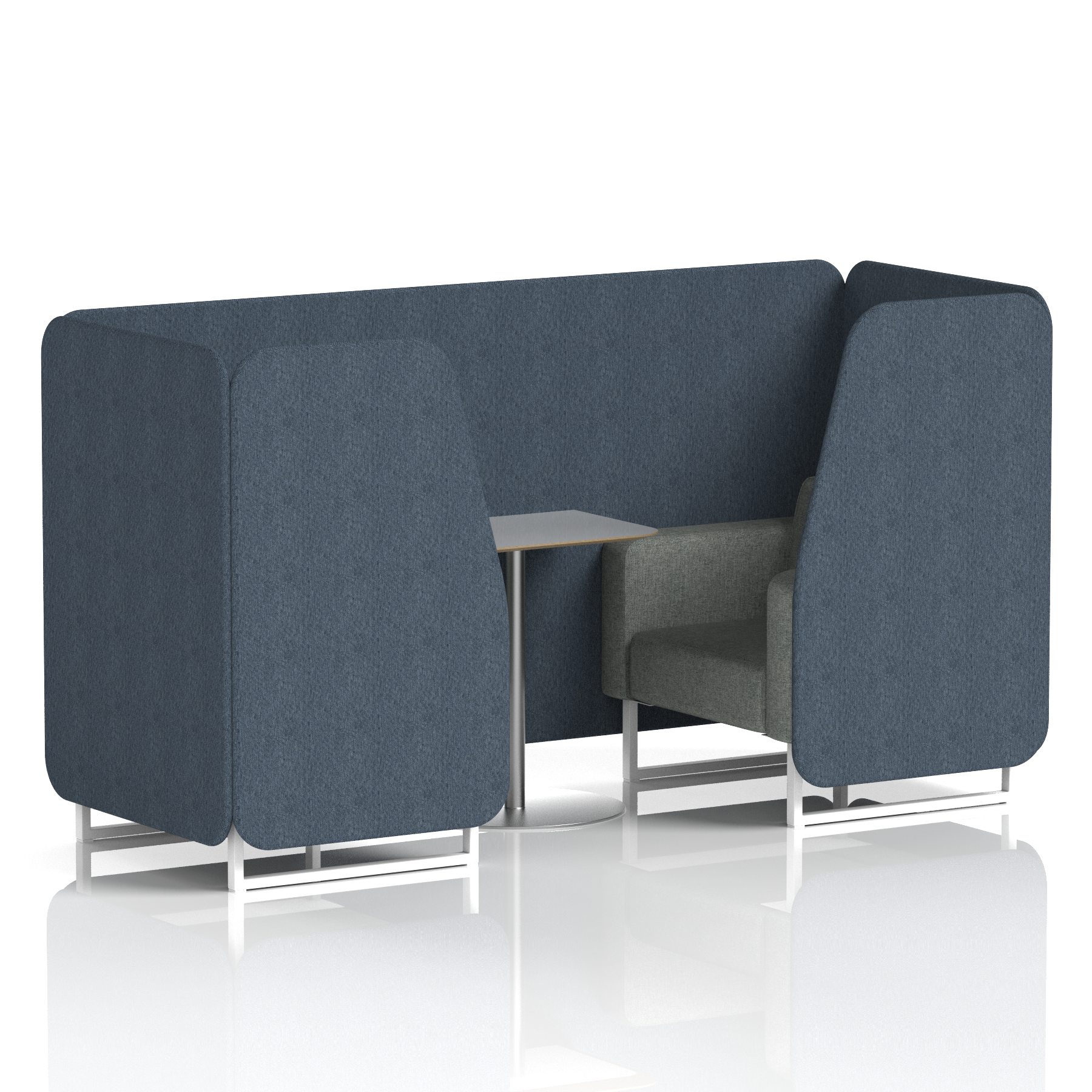 Brixworth Booth With White Legs And Grey Table In Two Tone 6 Seater Burnish Panels And Olive Sofa Band 1 - Rivet