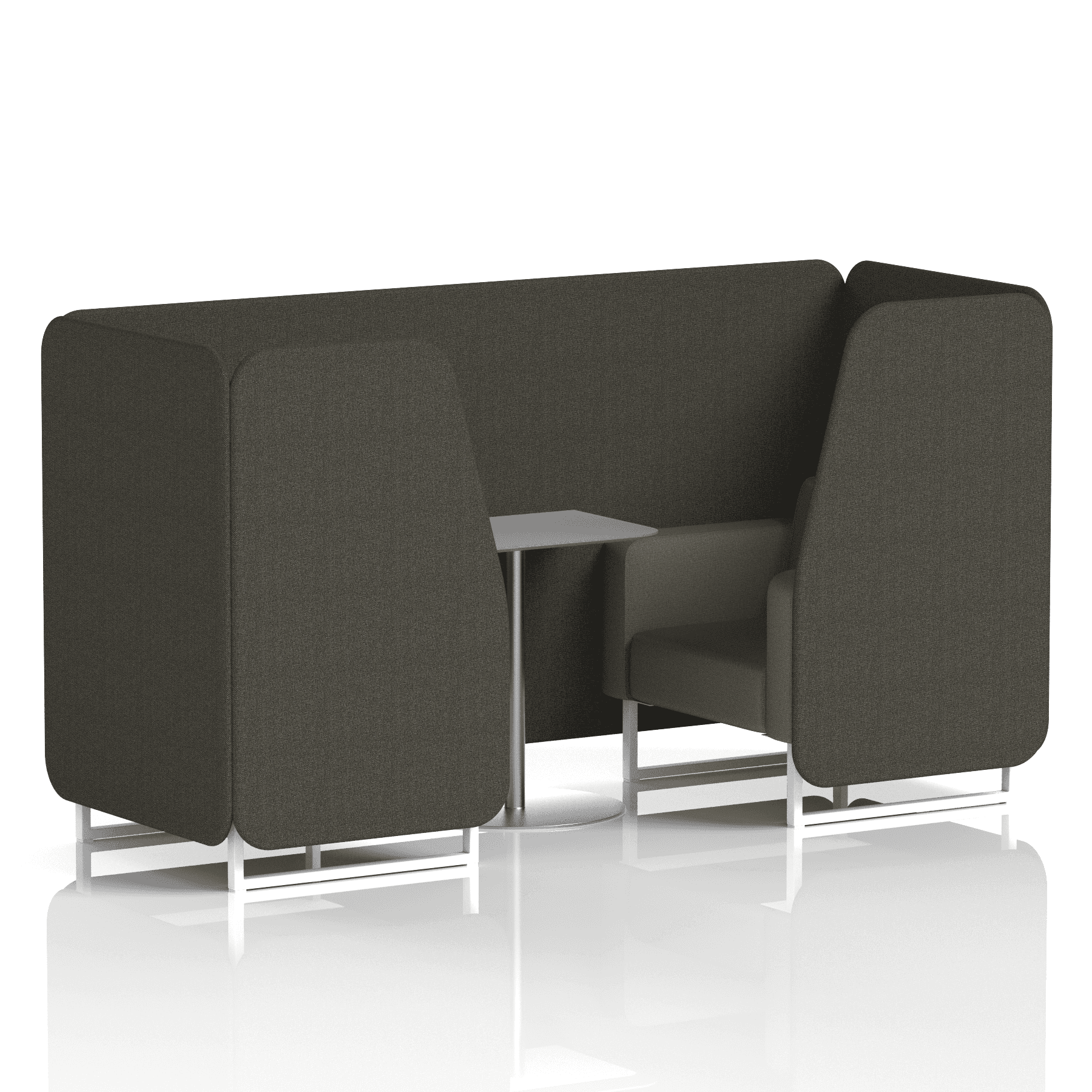 Brixworth Booth With White Legs And Grey Table In Two Tone 2 Seater Vitreous Panels And Charcoal Sofa Band 1 - Rivet