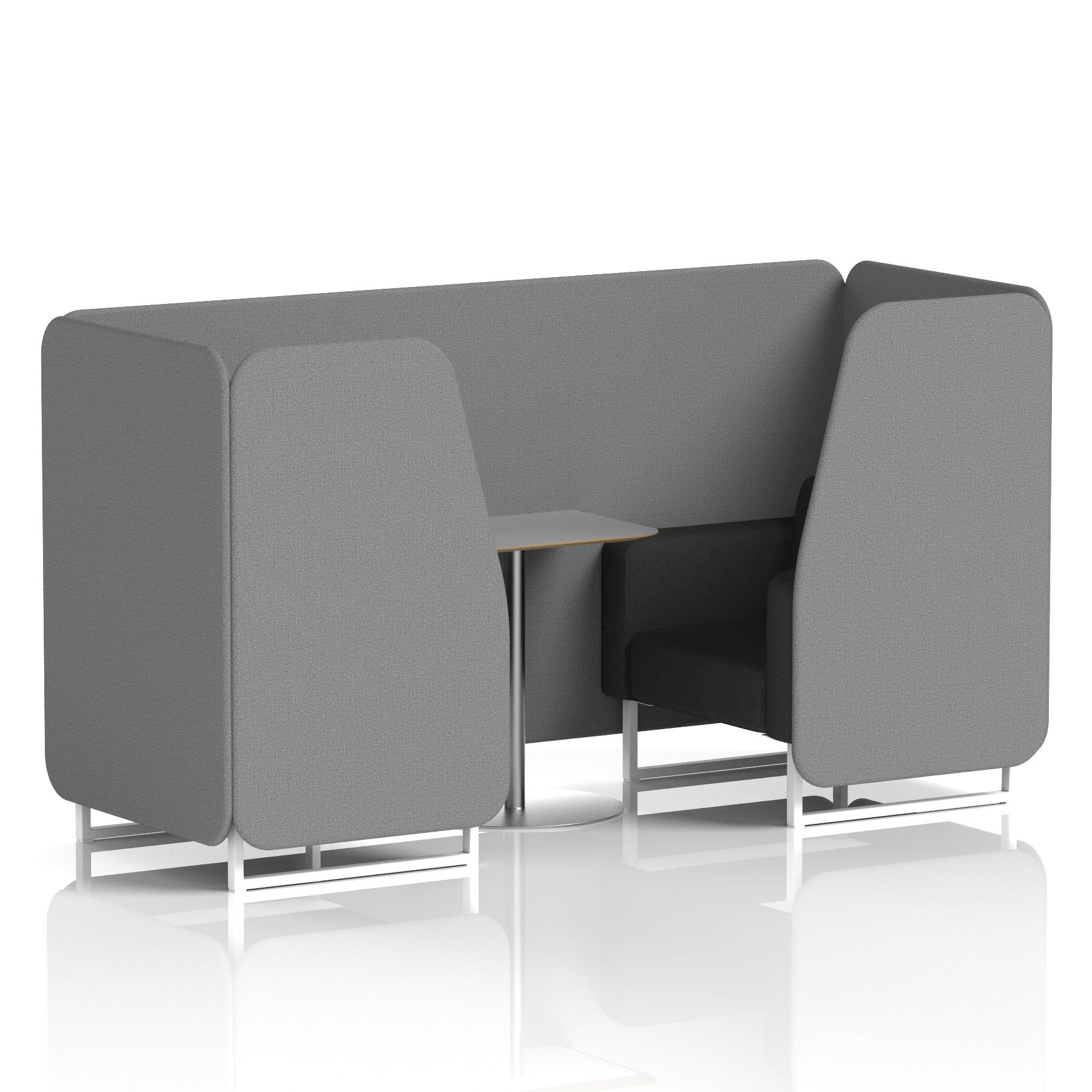 Brixworth Booth With White Legs And Grey Table In Two Tone 4 Seater Calculus Panels And Polygon Sofa Band 2 - X2