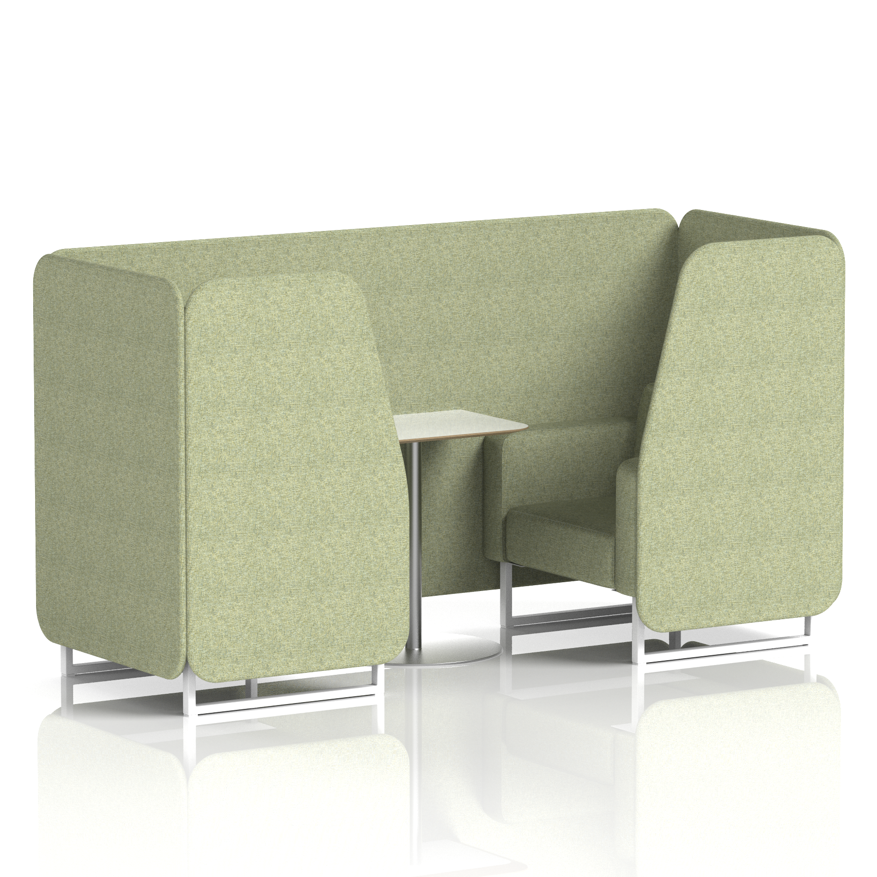 Brixworth Booth With White Legs And White Table In Single Tone 4 Seater Burnish Panels And Sofa Band 1 - Rivet