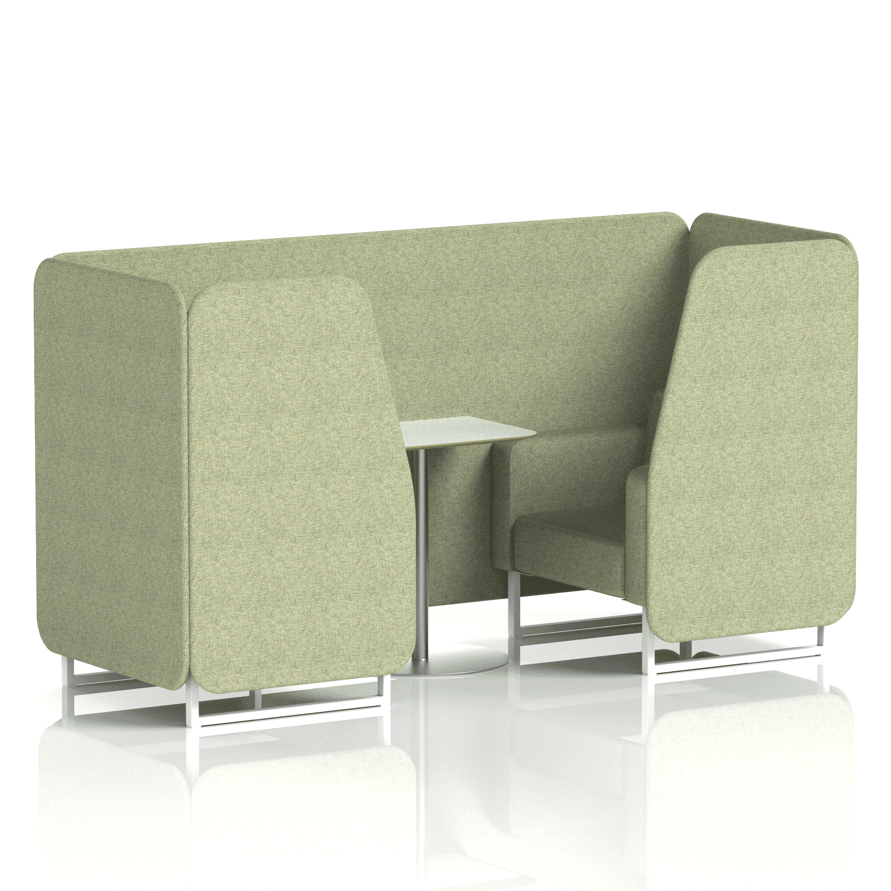 Brixworth Booth With White Legs And White Table In Single Tone 4 Seater Burnish Panels And Sofa Band 1 - Rivet