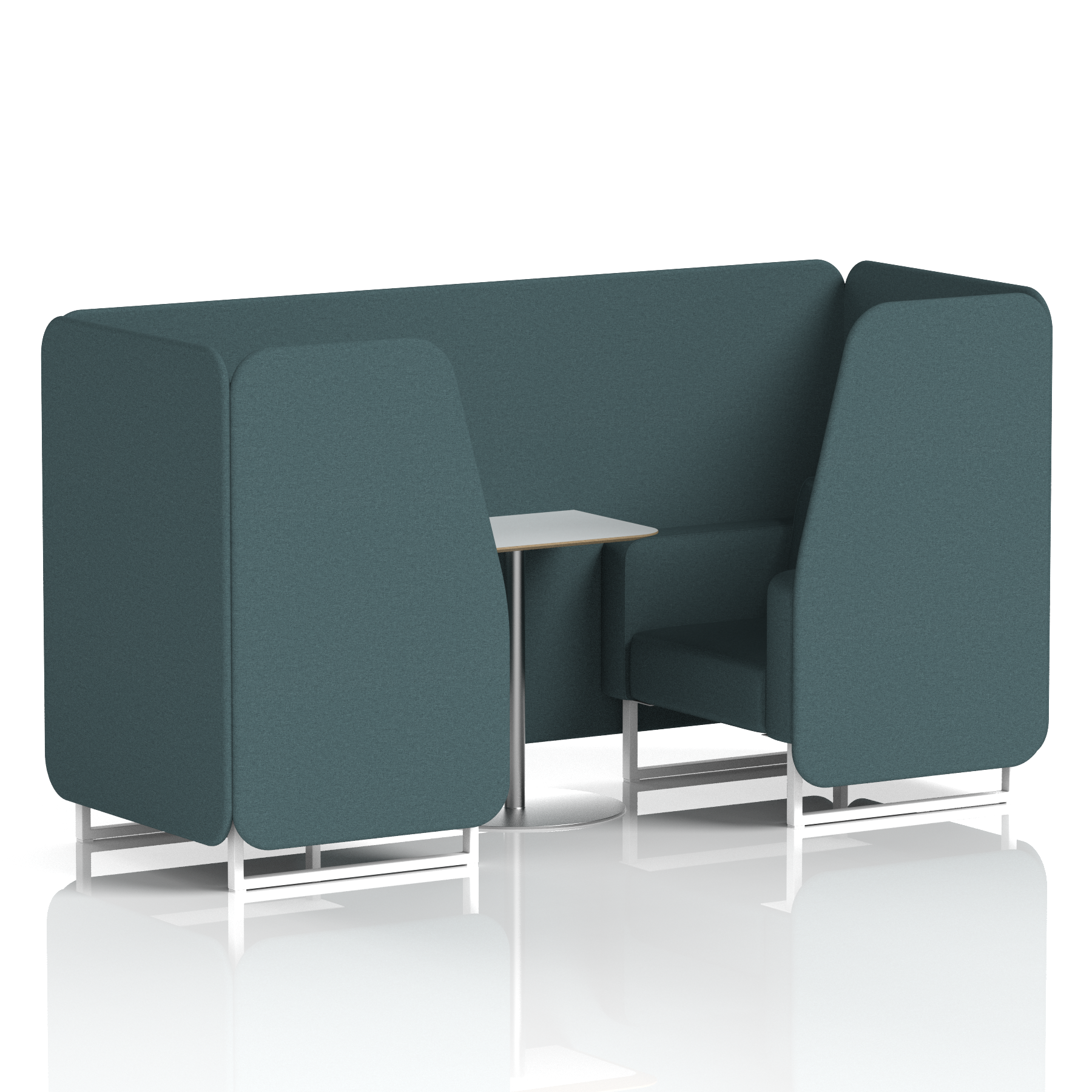 Brixworth Booth With White Legs And White Table In Single Tone 4 Seater Olive Panels And Sofa Band 1 - Rivet