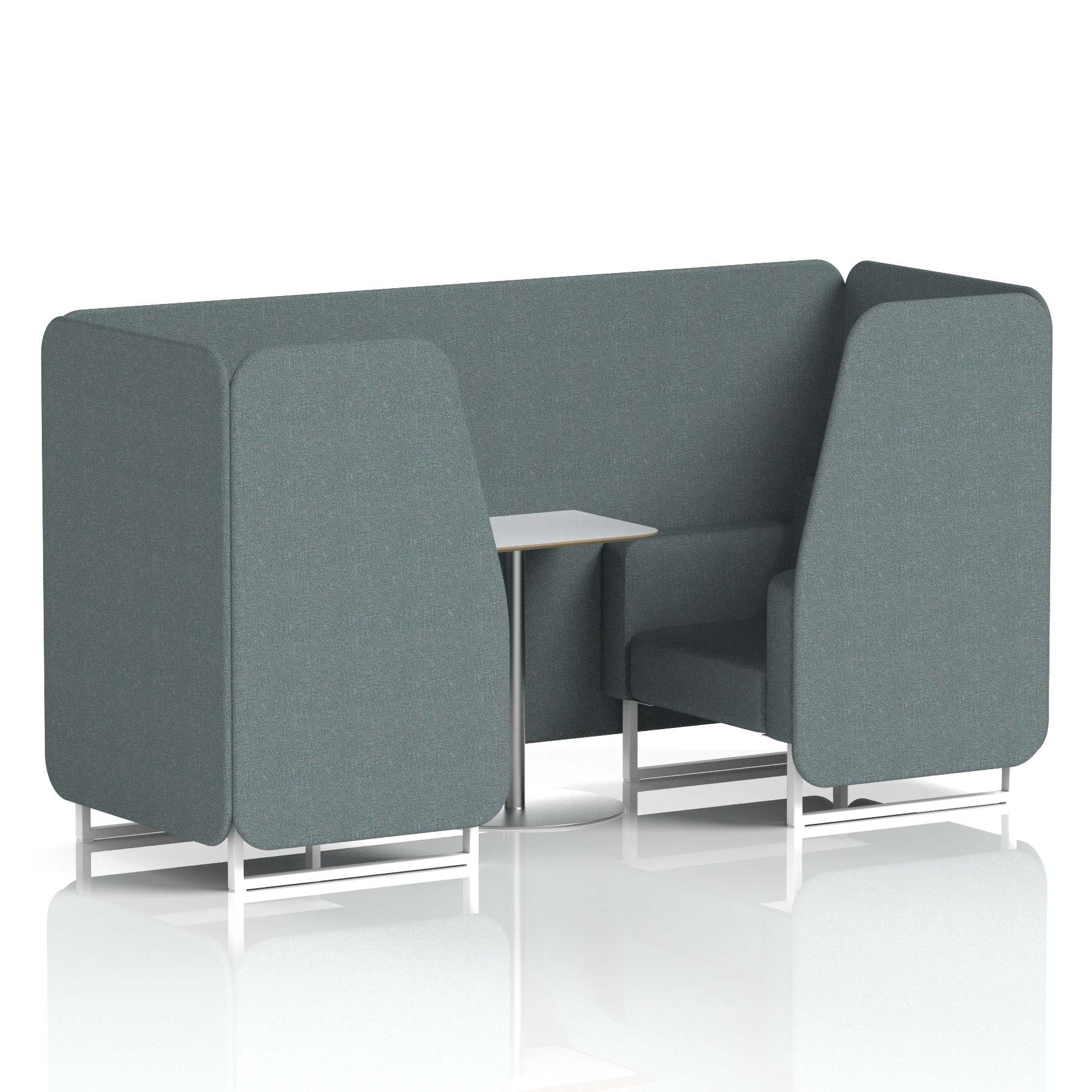 Brixworth Booth With White Legs And White Table In Single Tone 6 Seater Vitreous Panels And Sofa Band 1 - Rivet
