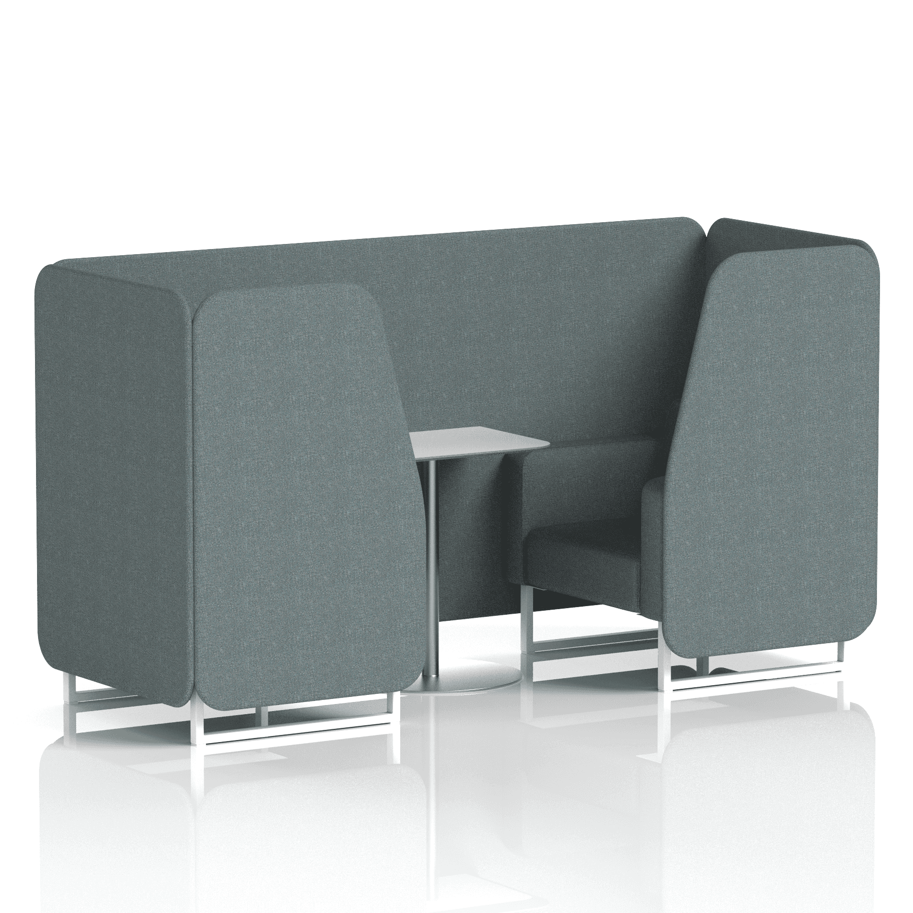 Brixworth Booth With White Legs And White Table In Single Tone 6 Seater Vitreous Panels And Sofa Band 1 - Rivet