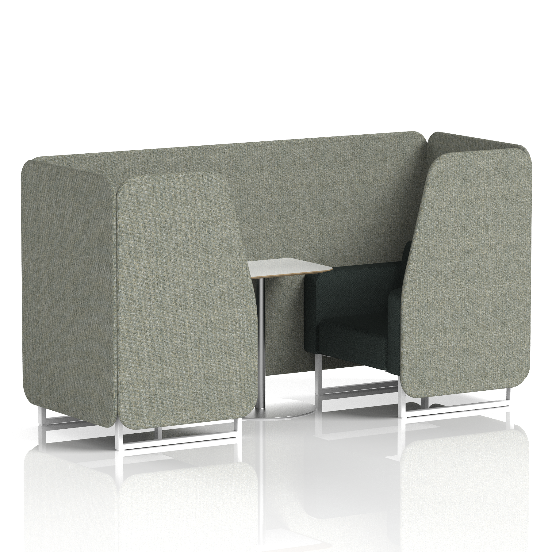Brixworth Booth With White Legs And White Table In Two Tone 6 Seater Charcoal Panels And Vitreous Sofa Band 1 - Rivet