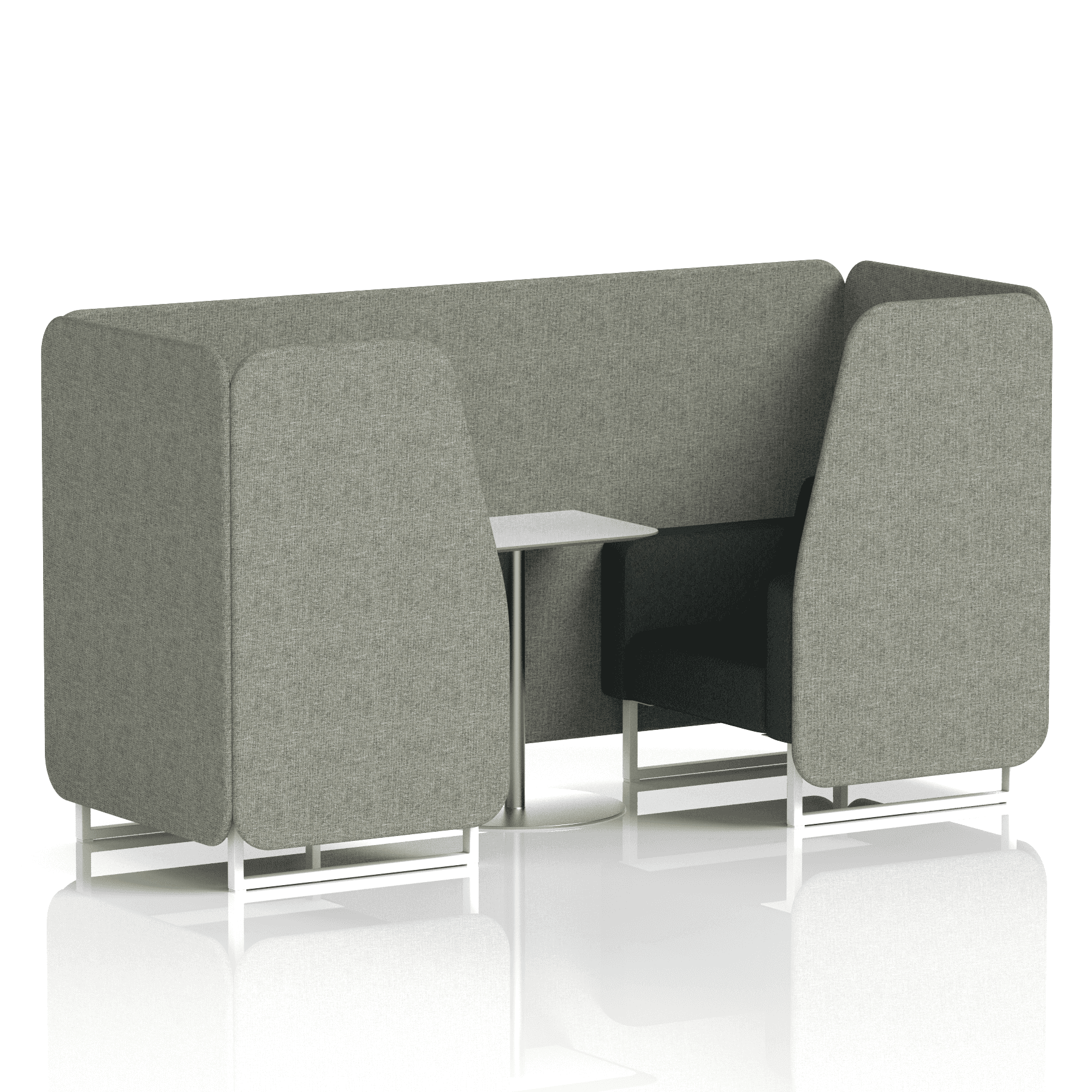 Brixworth Booth With White Legs And White Table In Two Tone 6 Seater Charcoal Panels And Vitreous Sofa Band 1 - Rivet