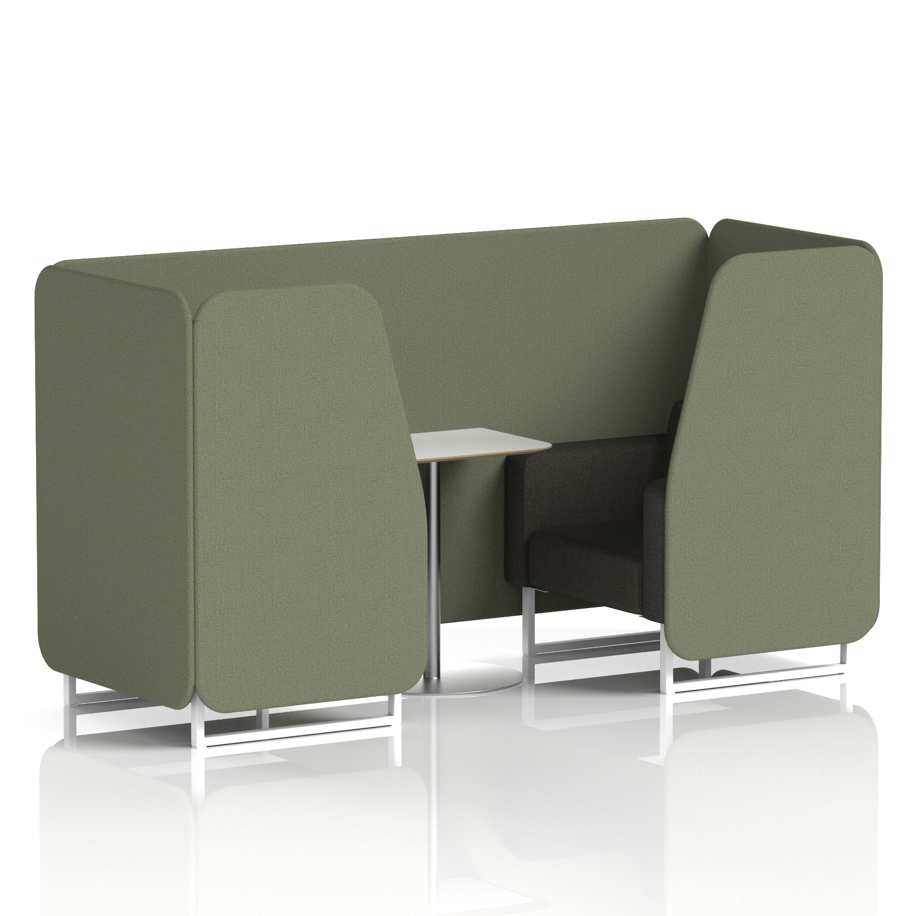 Brixworth Booth With White Legs And White Table In Two Tone 4 Seater Prime Panels And Crucible Sofa Band 1 - Rivet