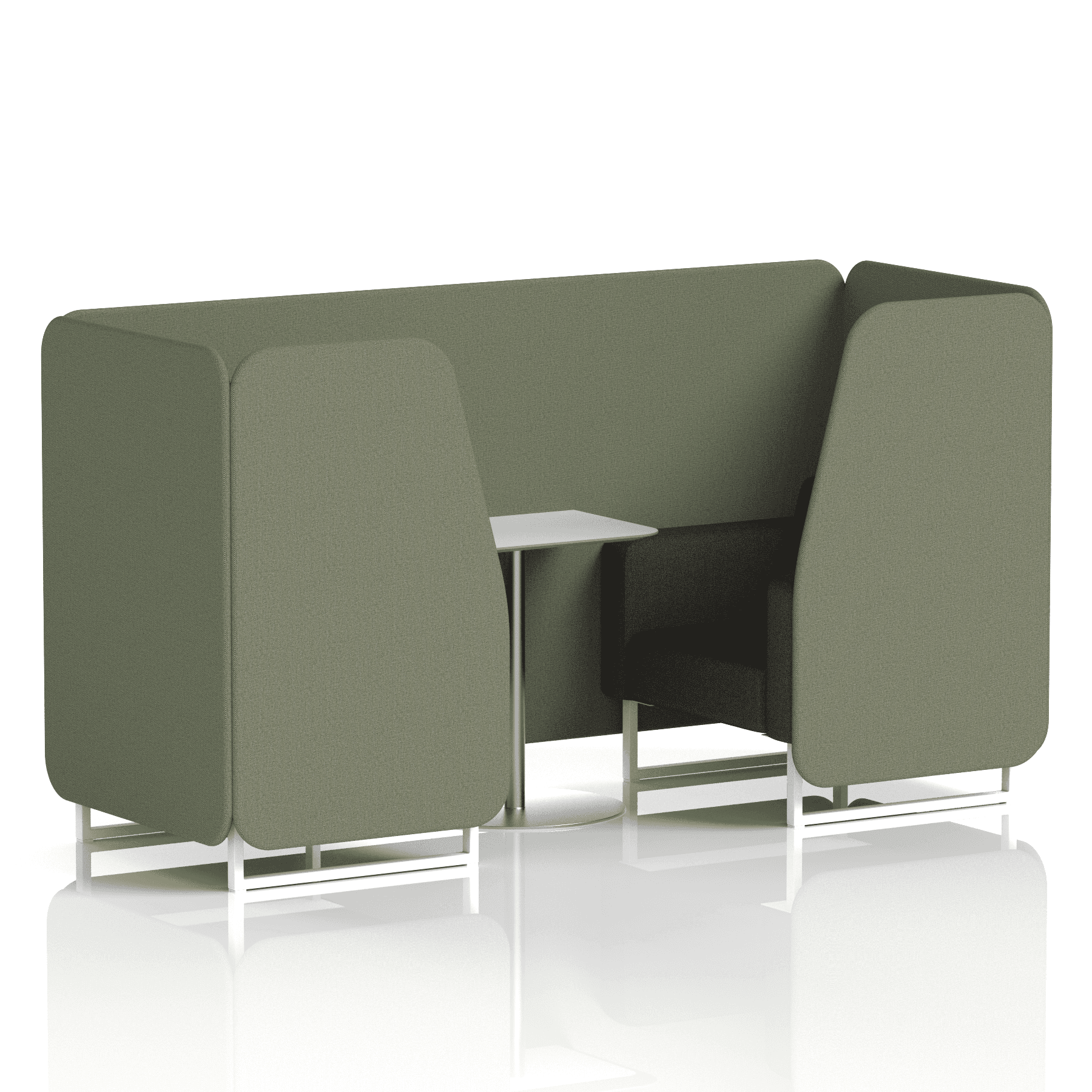 Brixworth Booth With White Legs And White Table In Two Tone 4 Seater Prime Panels And Crucible Sofa Band 1 - Rivet