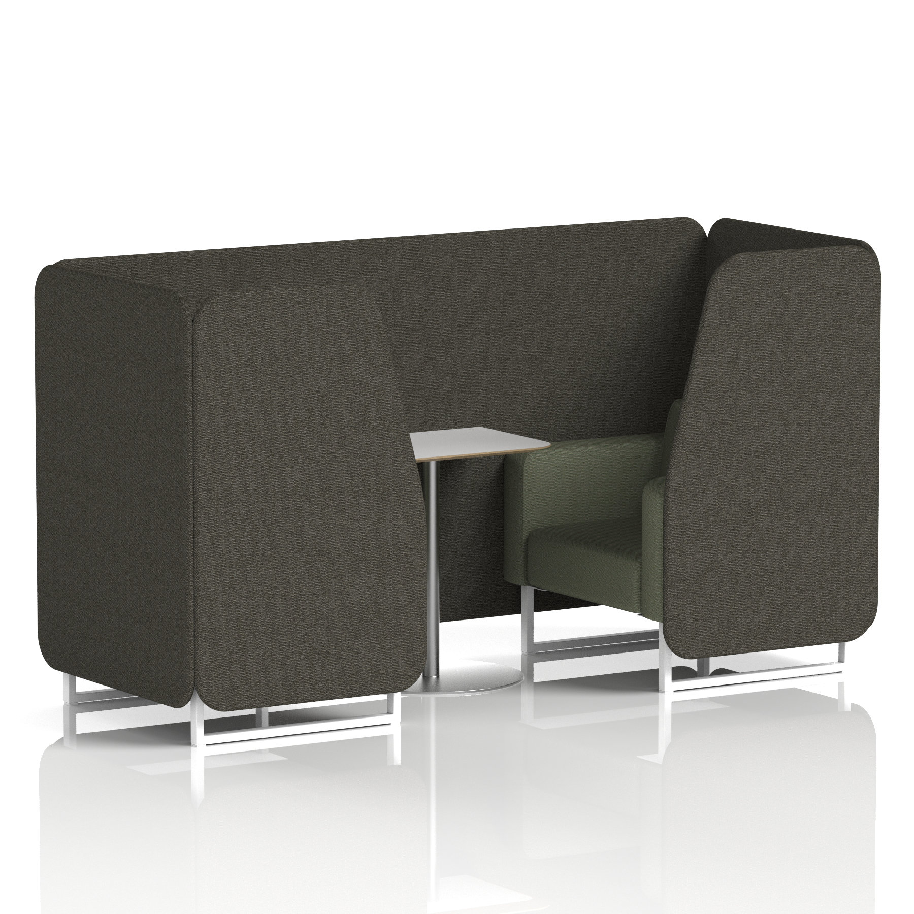 Brixworth Booth With White Legs And White Table In Two Tone 2 Seater Vitreous Panels And Charcoal Sofa Band 1 - Rivet