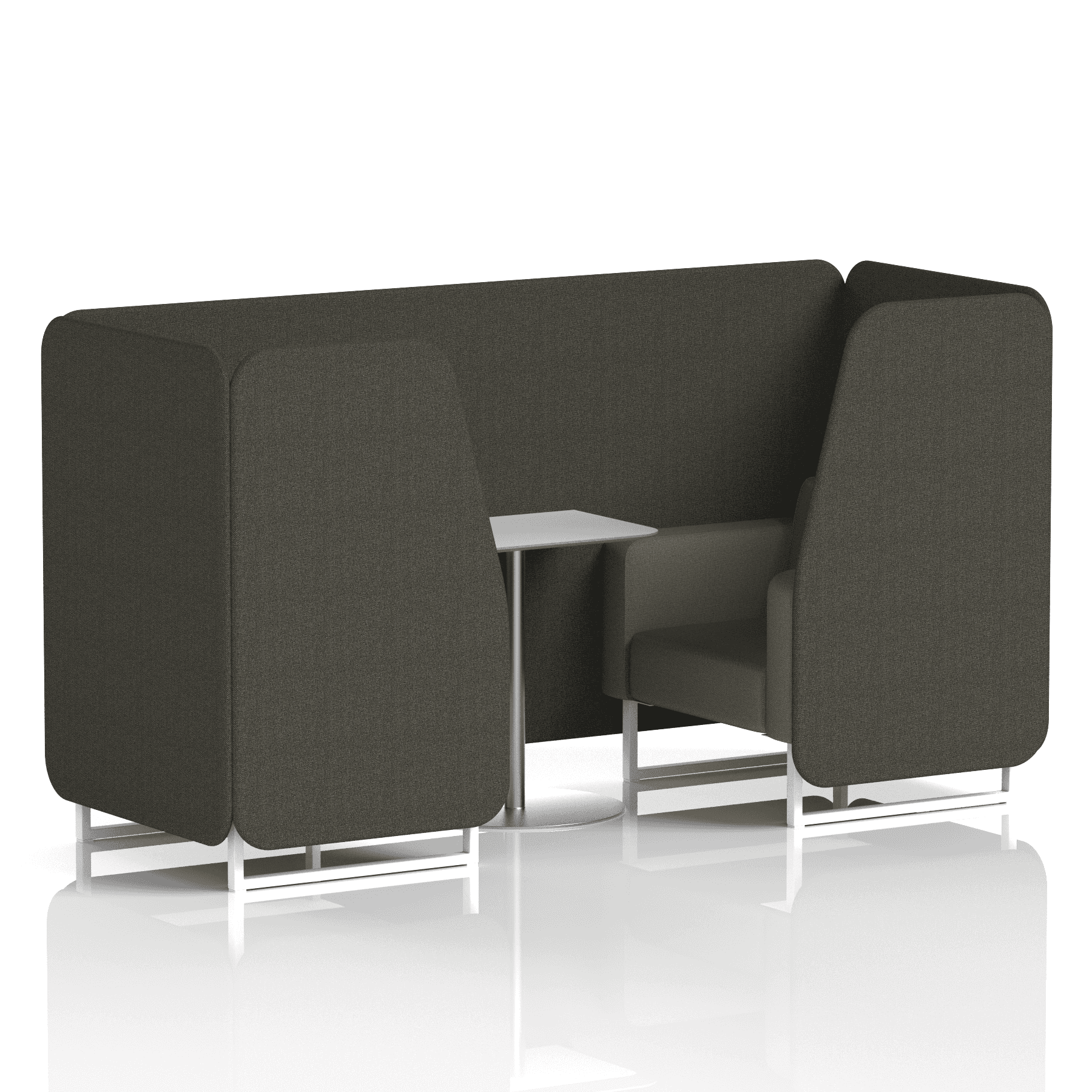 Brixworth Booth With White Legs And White Table In Two Tone 2 Seater Vitreous Panels And Charcoal Sofa Band 1 - Rivet