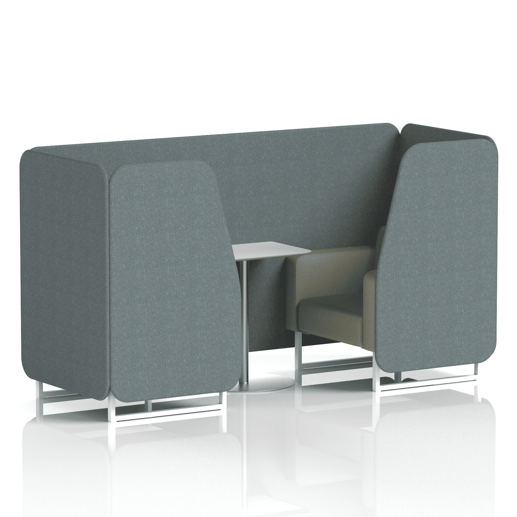 Brixworth Booth With White Legs And White Table In Two Tone 6 Seater Vitreous Panels And Charcoal Sofa Band 1 - Rivet