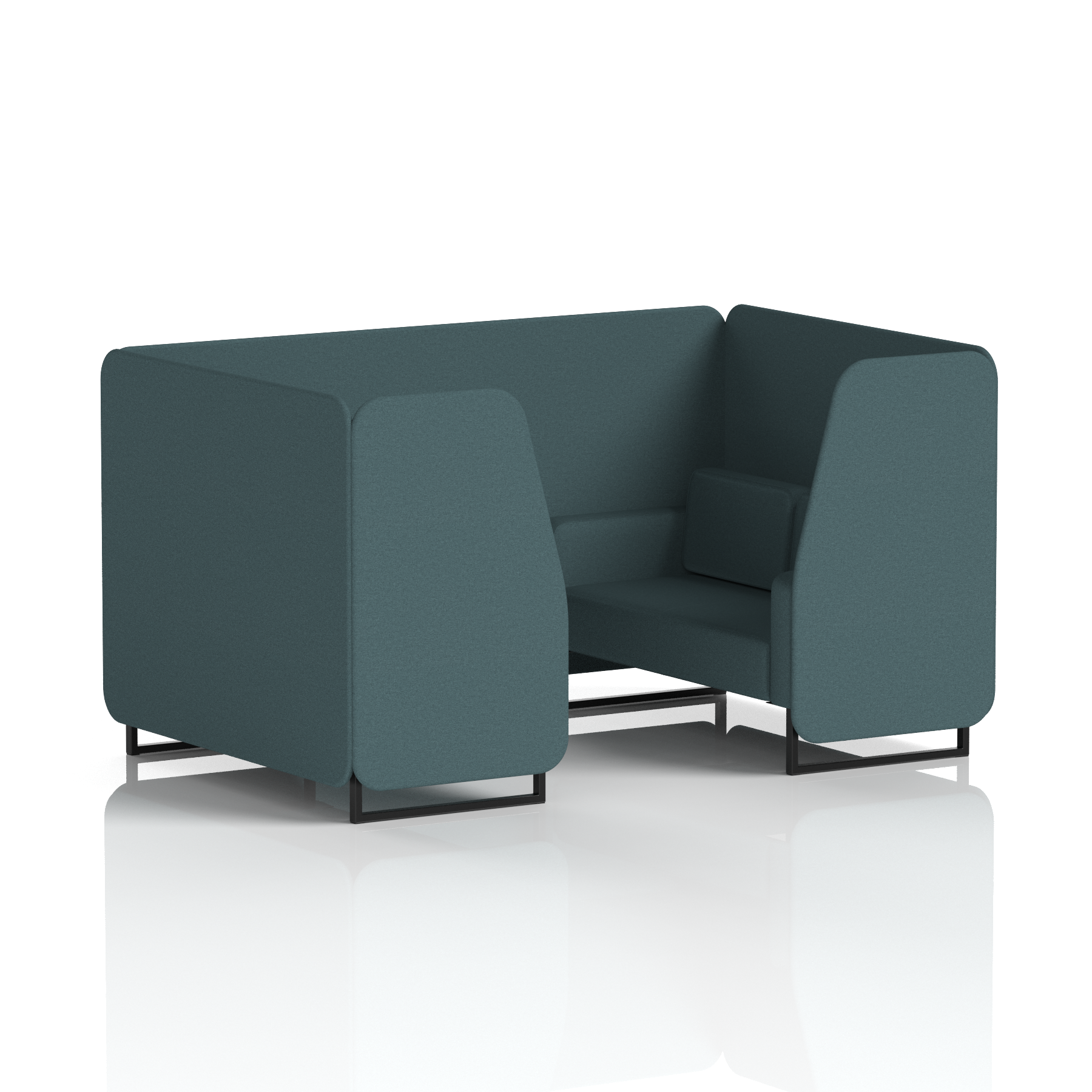 Brixworth Booth With Black Legs in Single Tone 4 Seater Monument Panels And Sofa Band 3 - Main Line Flax