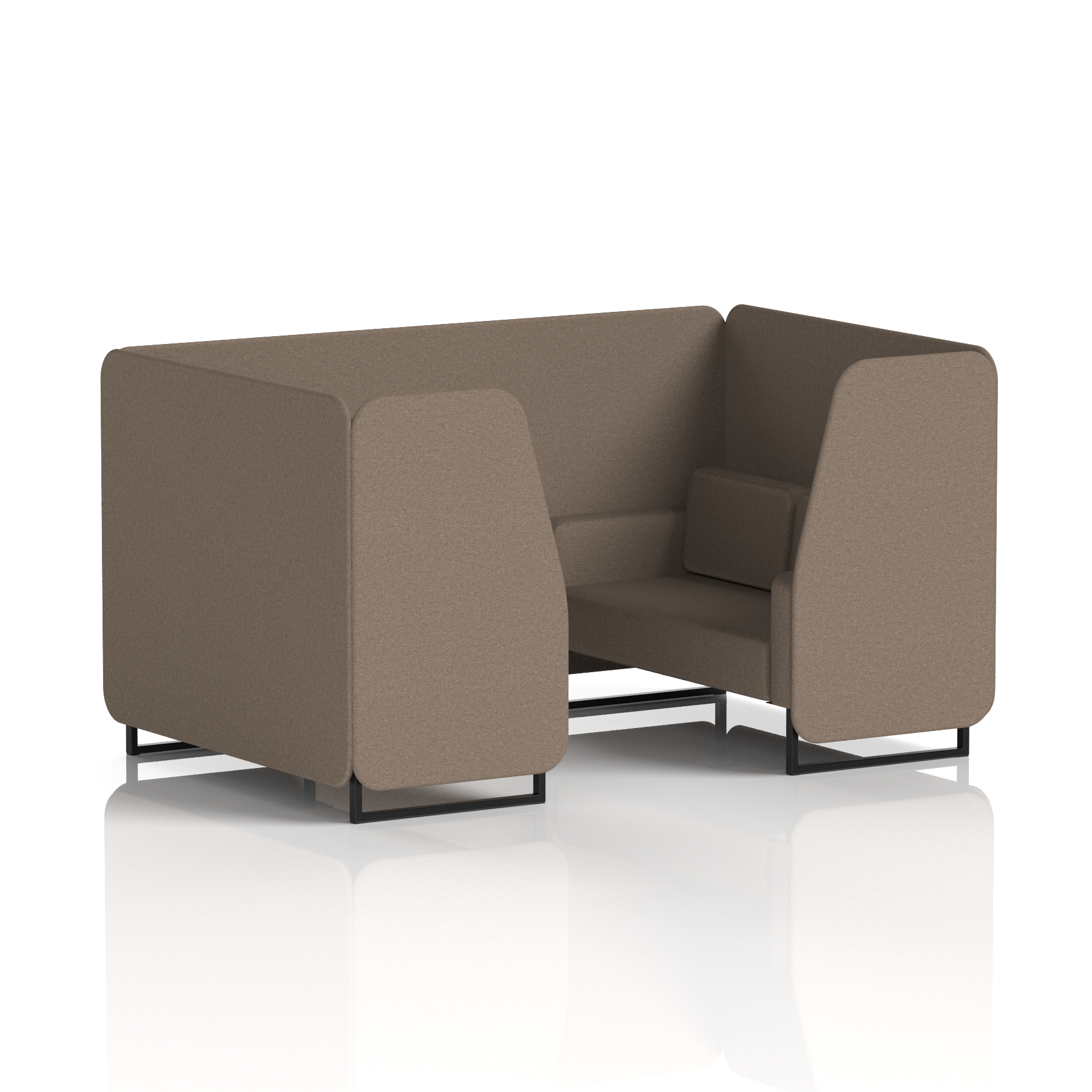 Brixworth Booth With Black Legs in Single Tone 6 Seater Monument Panels And Sofa Band 3 - Main Line Flax
