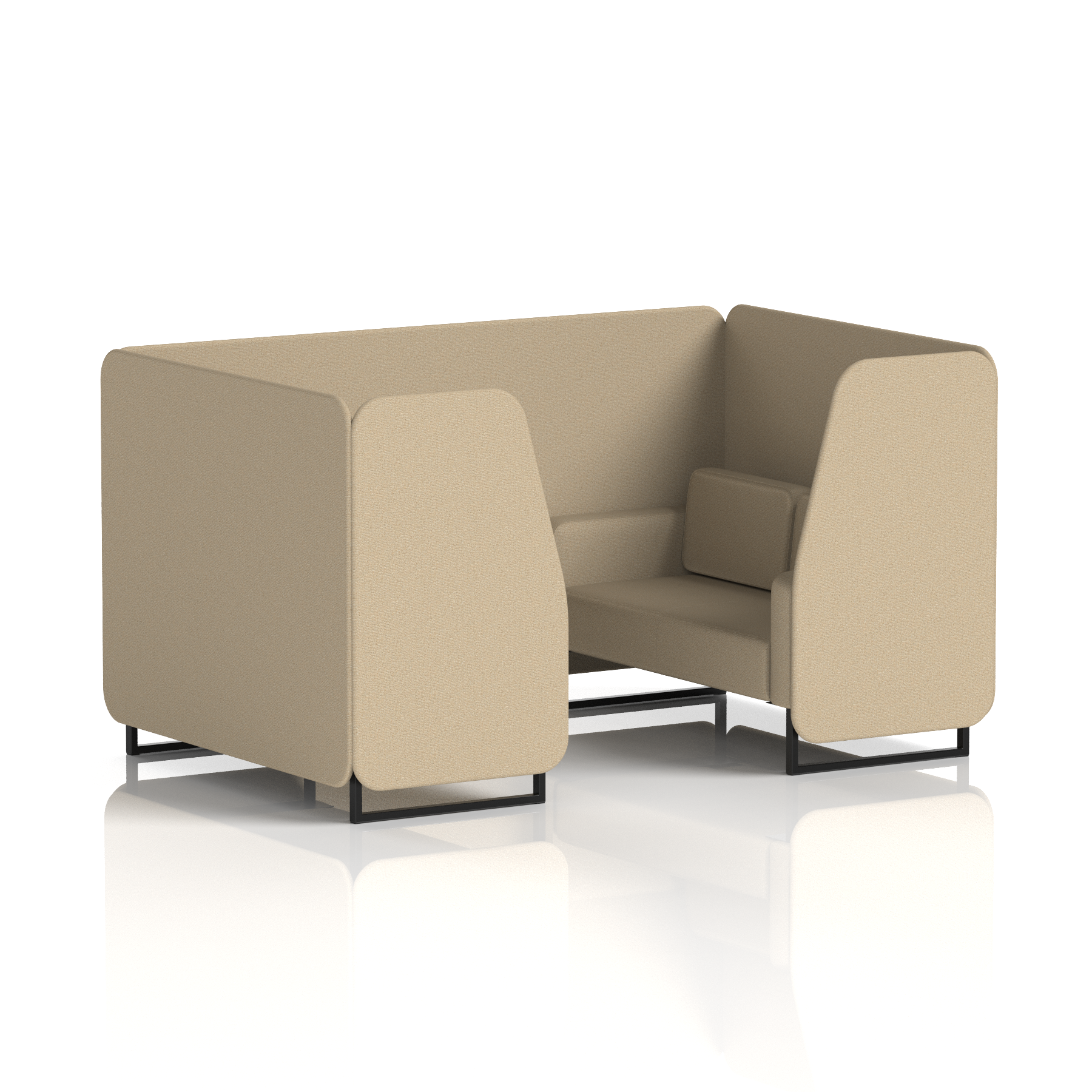 Brixworth Booth With Black Legs in Single Tone 4 Seater Temple Panels And Sofa Band 3 - Main Line Flax