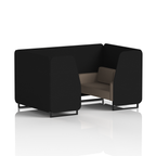 Brixworth Booth With Black Legs in Two Tone 6 Seater Bank Panels And Upminster Sofa Band 3 - Main Line Flax