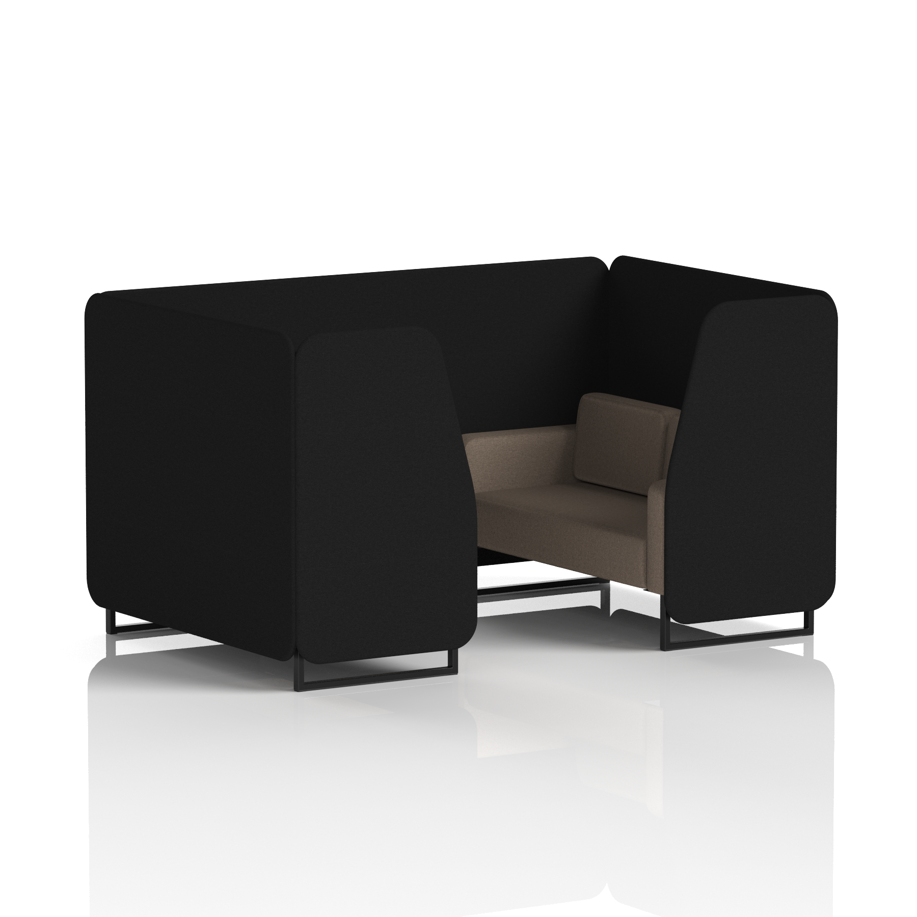 Brixworth Booth With Black Legs in Two Tone 6 Seater Bank Panels And Upminster Sofa Band 3 - Main Line Flax