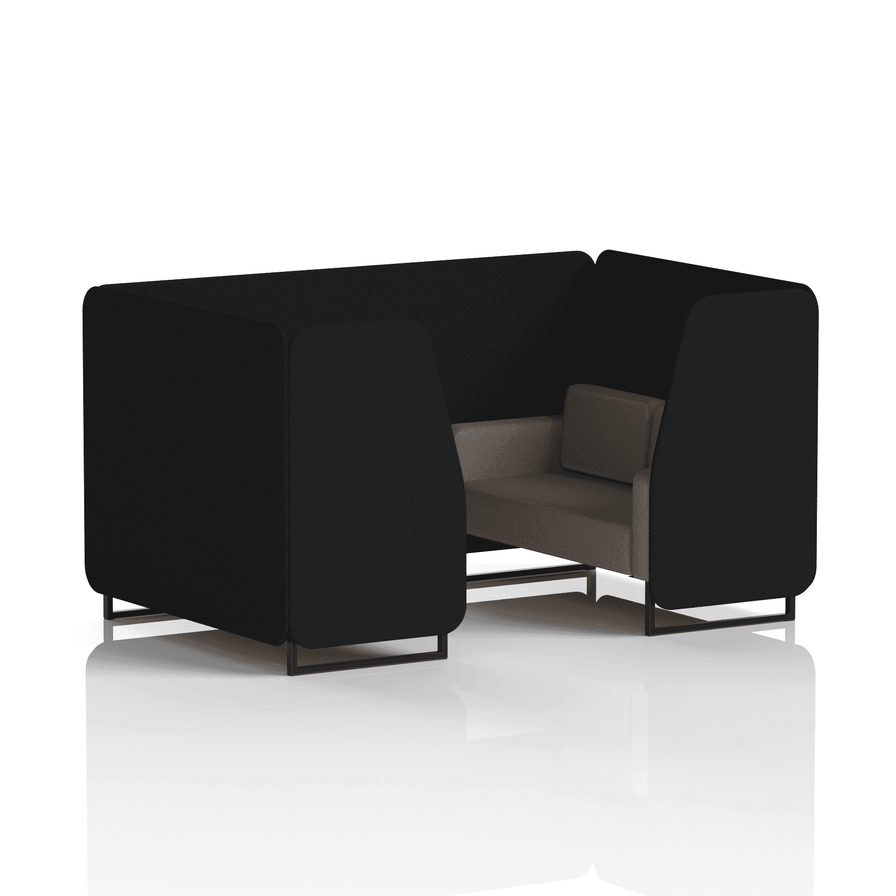 Brixworth Booth With Black Legs in Two Tone 6 Seater Bank Panels And Upminster Sofa Band 3 - Main Line Flax