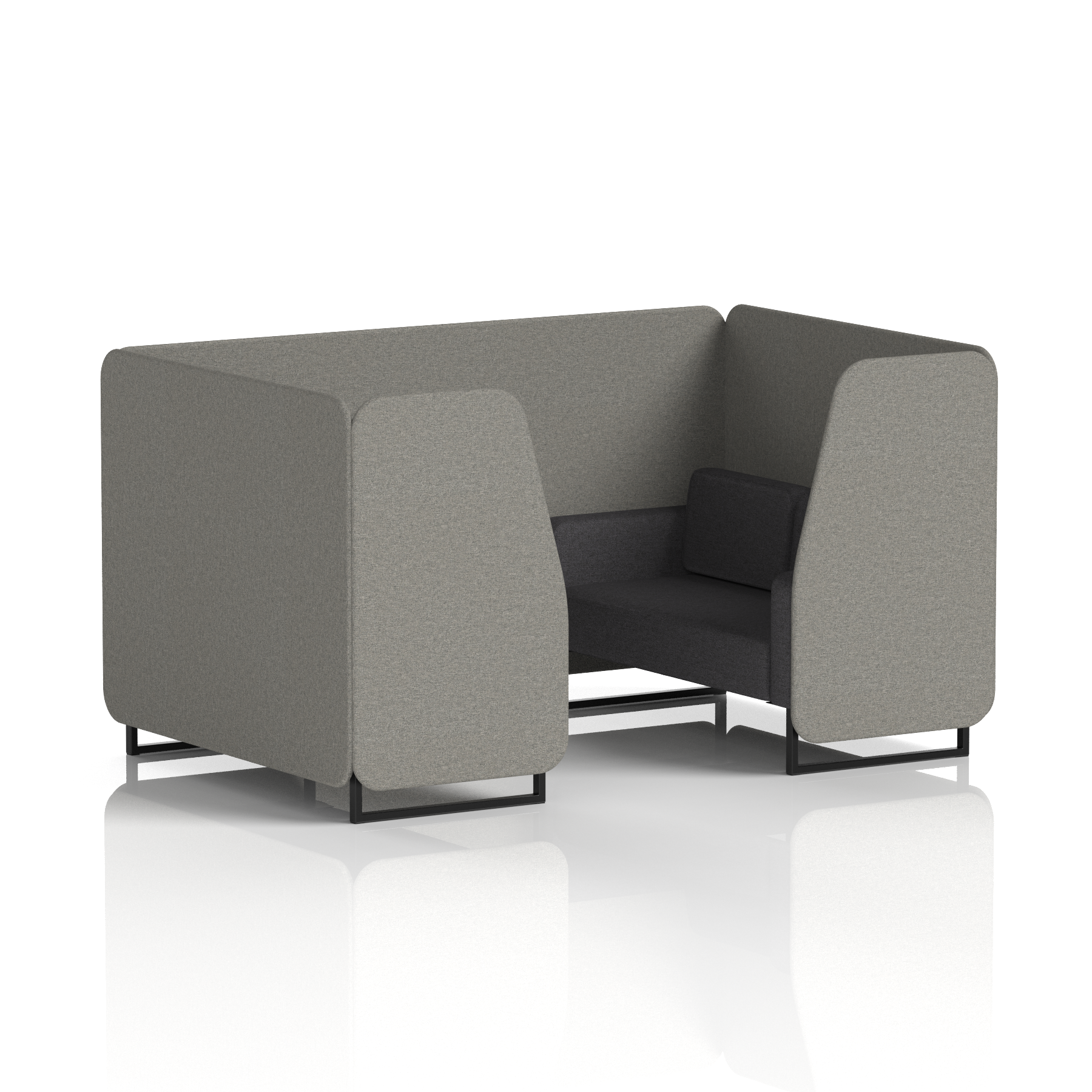 Brixworth Booth With Black Legs in Two Tone 2 Seater Monument Panels And Temple Sofa Band 3 - Main Line Flax