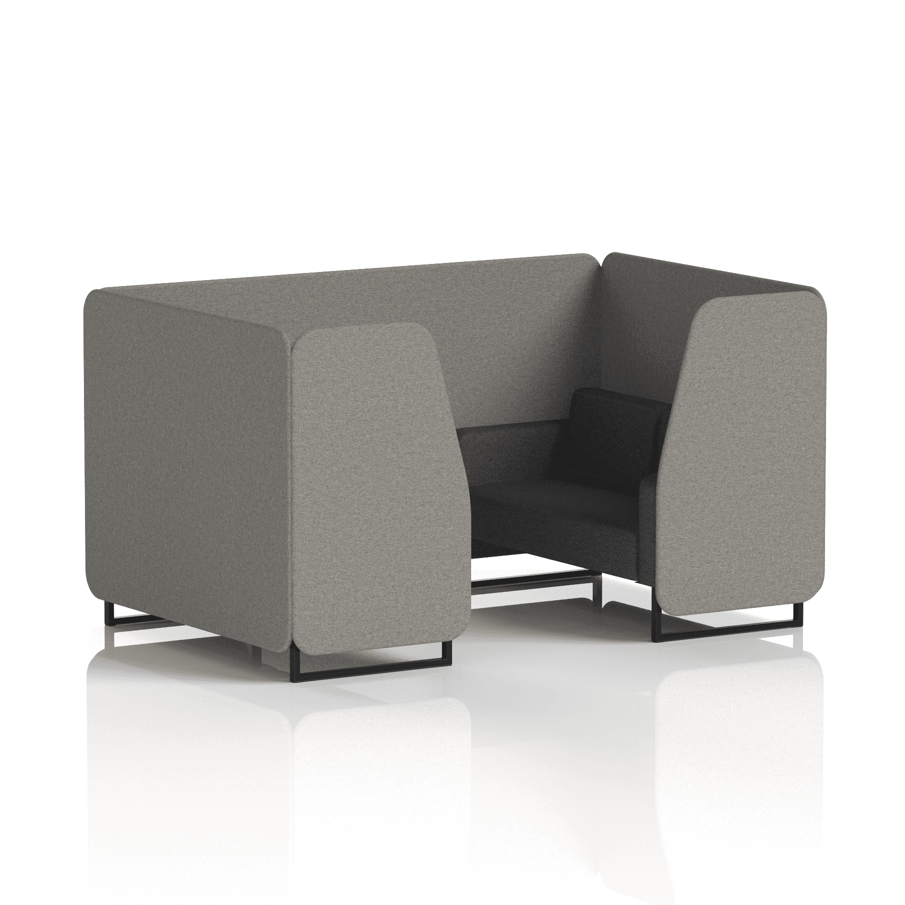 Brixworth Booth With Black Legs in Two Tone 2 Seater Monument Panels And Temple Sofa Band 3 - Main Line Flax