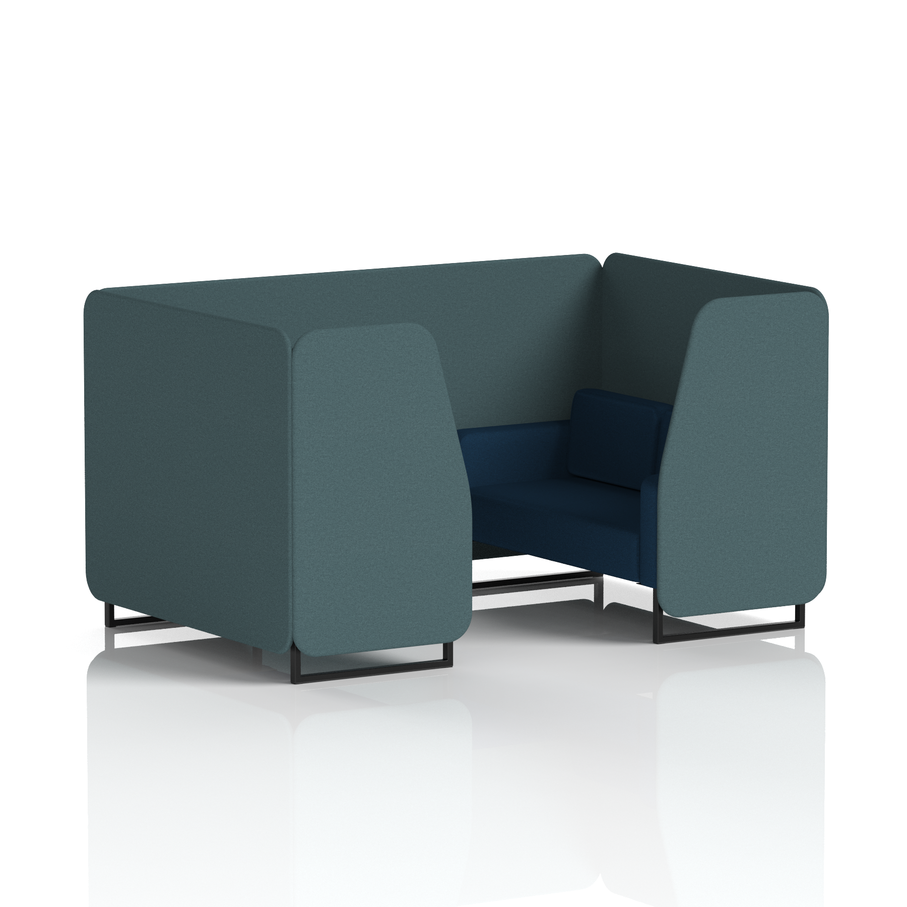 Brixworth Booth With Black Legs in Two Tone 4 Seater Monument Panels And Temple Sofa Band 3 - Main Line Flax
