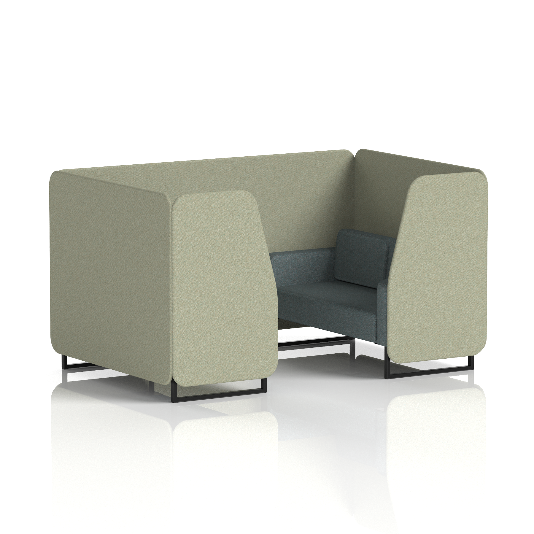Brixworth Booth With Black Legs in Two Tone 6 Seater Newbury Panels And Westminster Sofa Band 3 - Main Line Flax
