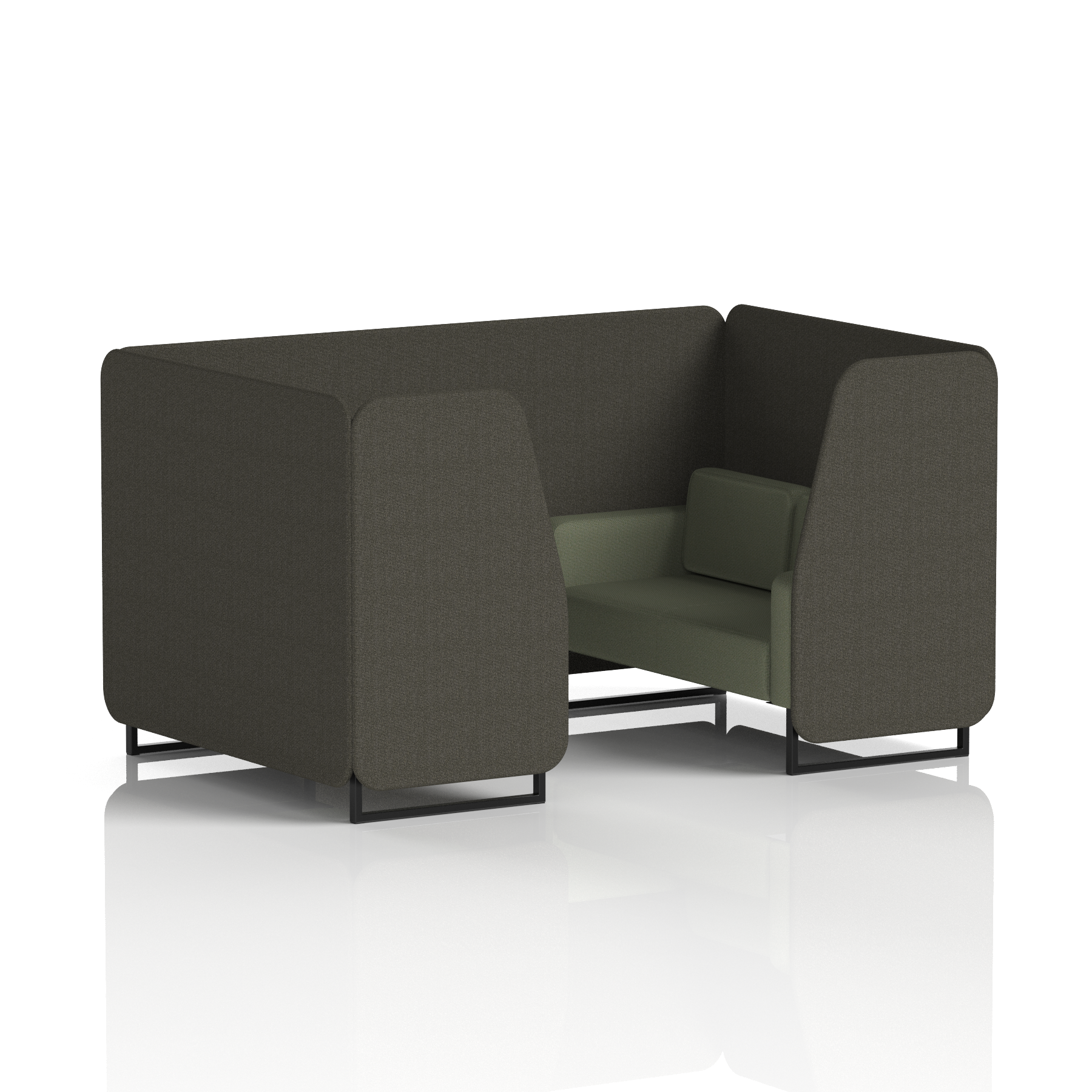 Brixworth Booth With Black Legs in Two Tone 2 Seater Temple Panels And Monument Sofa Band 3 - Main Line Flax