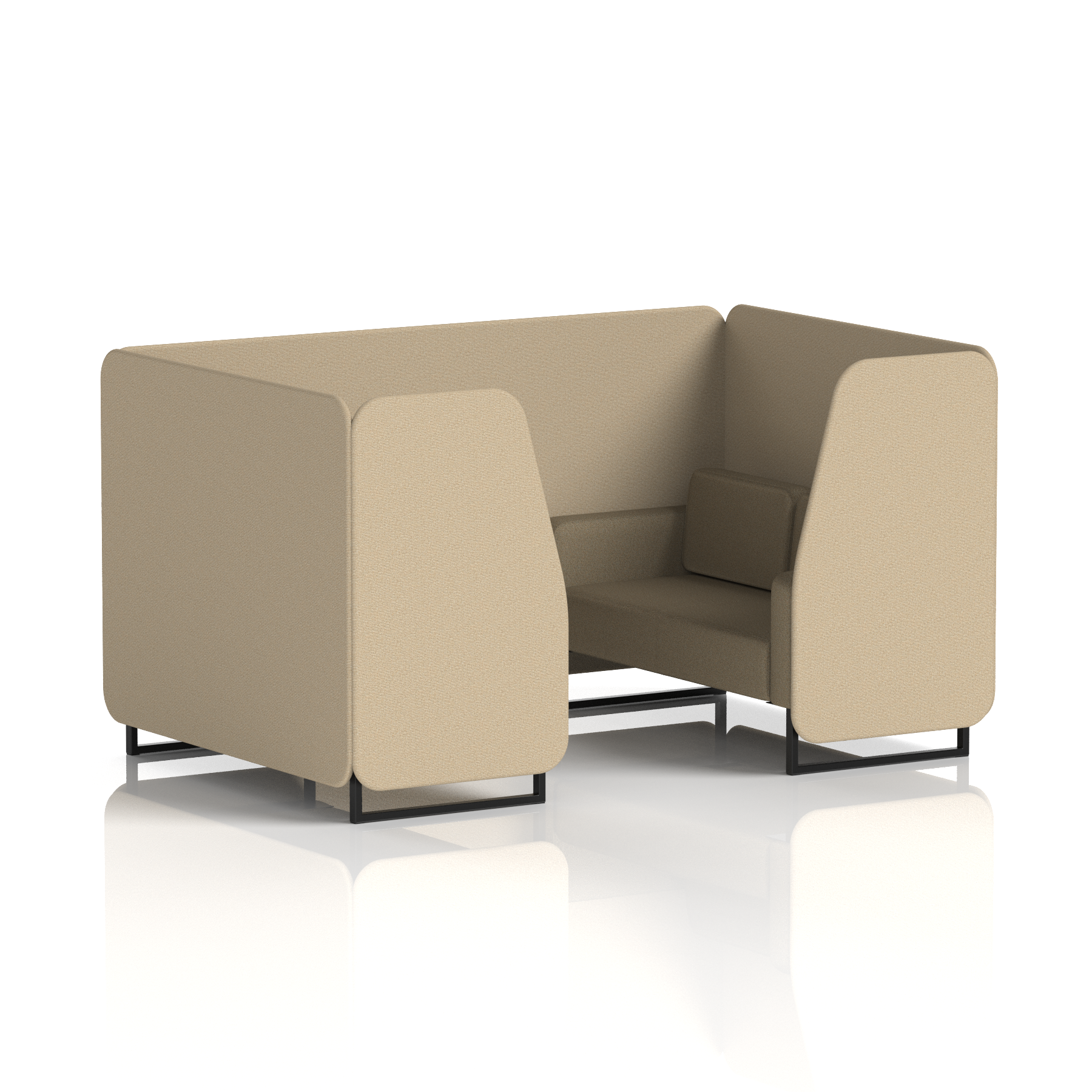 Brixworth Booth With Black Legs in Two Tone 4 Seater Temple Panels And Monument Sofa Band 3 - Main Line Flax