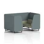 Brixworth Booth With Black Legs in Two Tone 6 Seater Temple Panels And Monument Sofa Band 3 - Main Line Flax