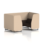 Brixworth Booth With Black Legs in Two Tone 2 Seater Upminster Panels And Bank Sofa Band 3 - Main Line Flax