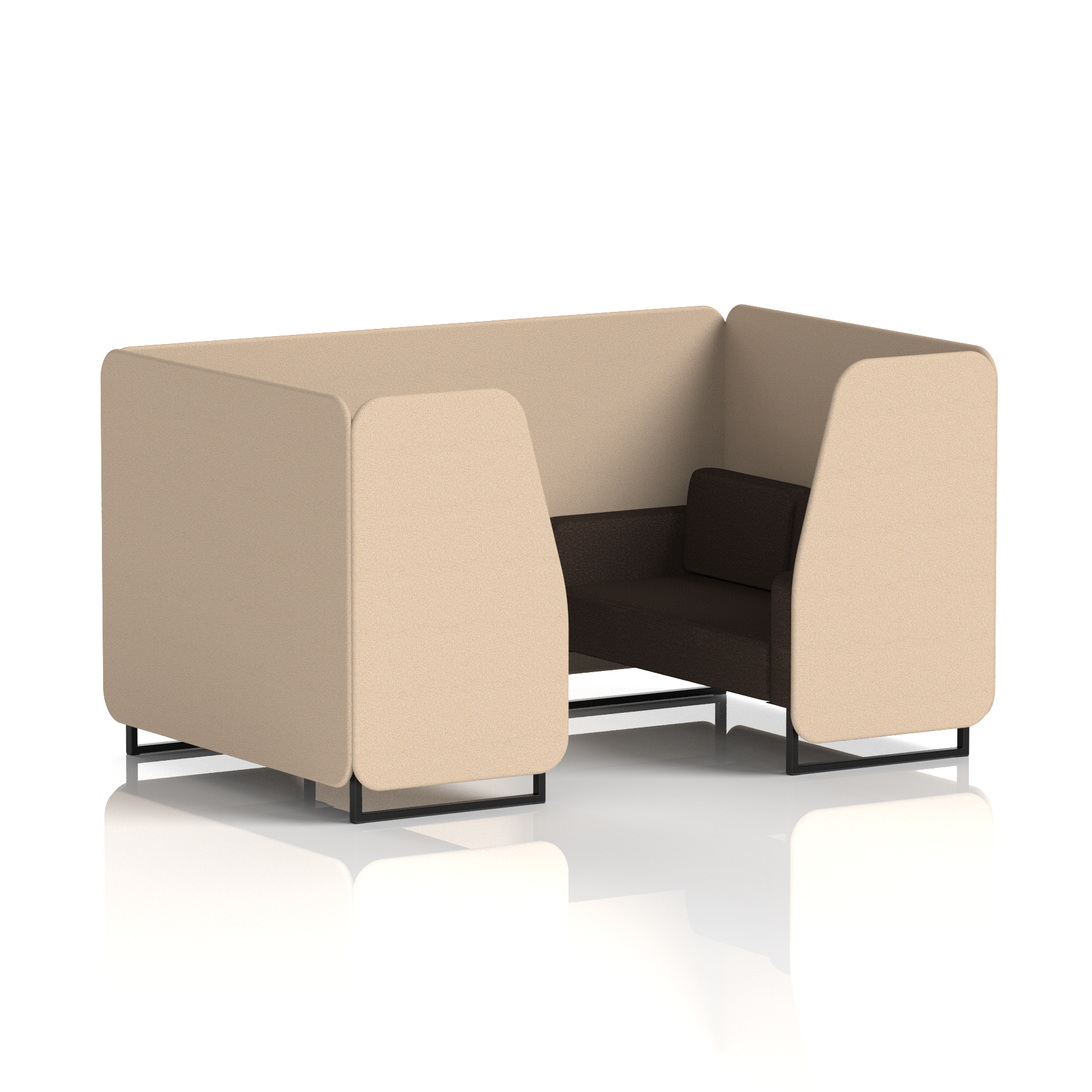 Brixworth Booth With Black Legs in Two Tone 2 Seater Upminster Panels And Bank Sofa Band 3 - Main Line Flax
