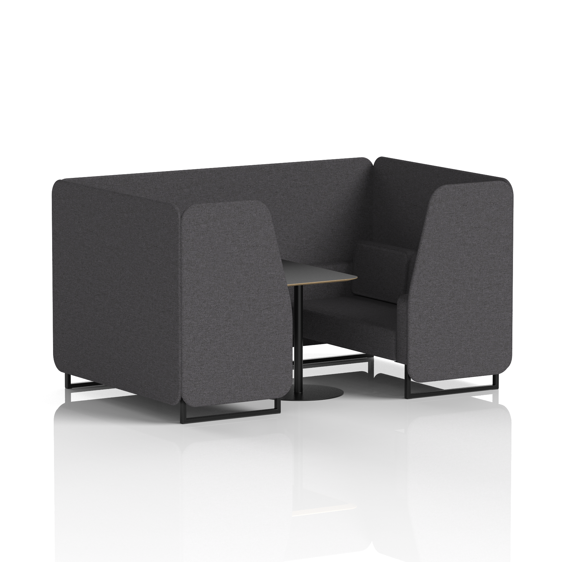 Brixworth Booth With Black Legs And Black Table In Single Tone 2 Seater Bank Panels And Sofa Band 3 - Main Line Flax