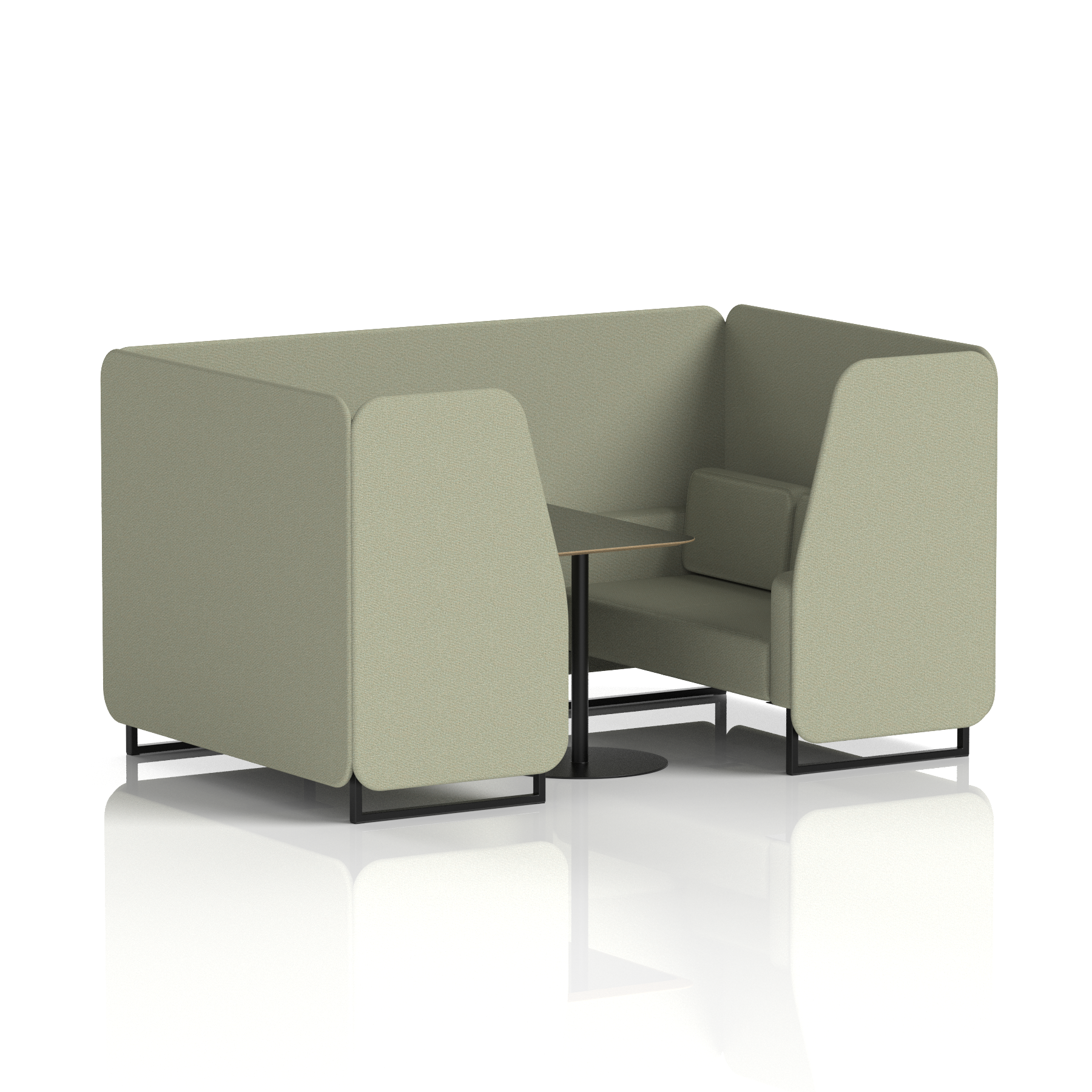 Brixworth Booth With Black Legs And Black Table In Single Tone 6 Seater Newbury Panels And Sofa Band 3 - Main Line Flax